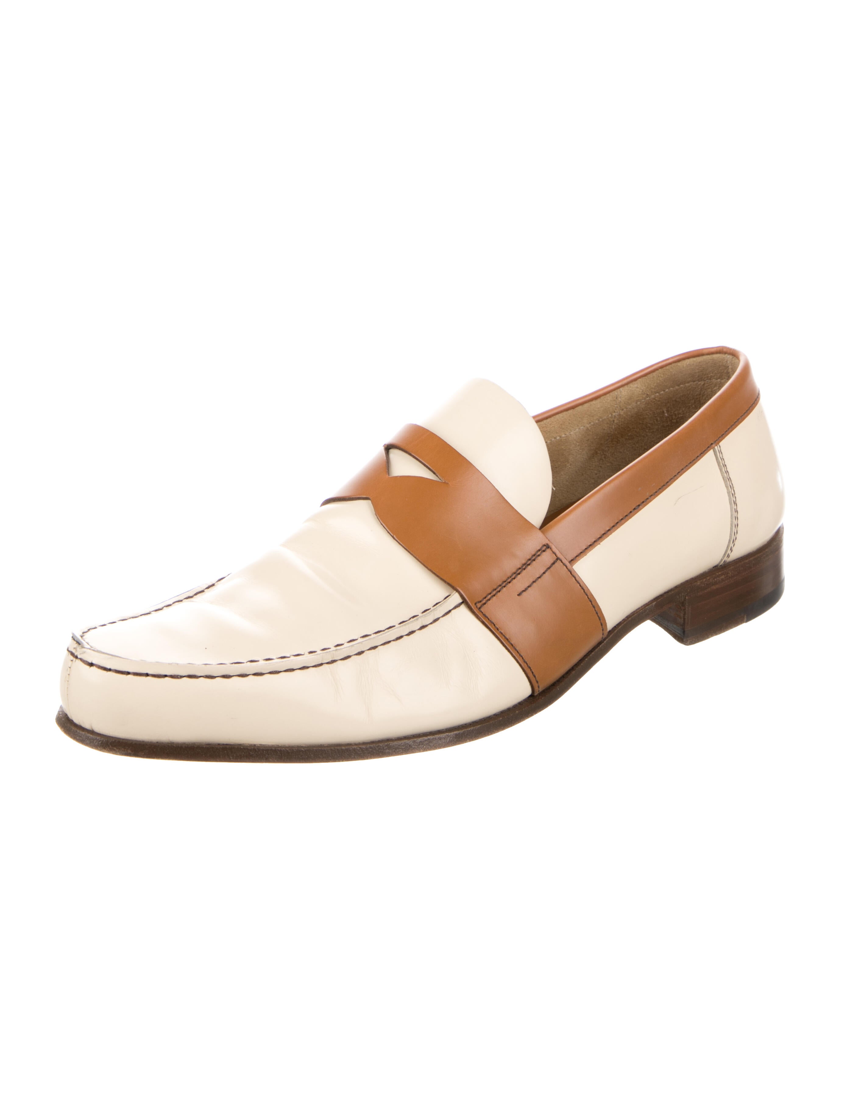 Prada Leather Colorblock Pattern Dress Loafers