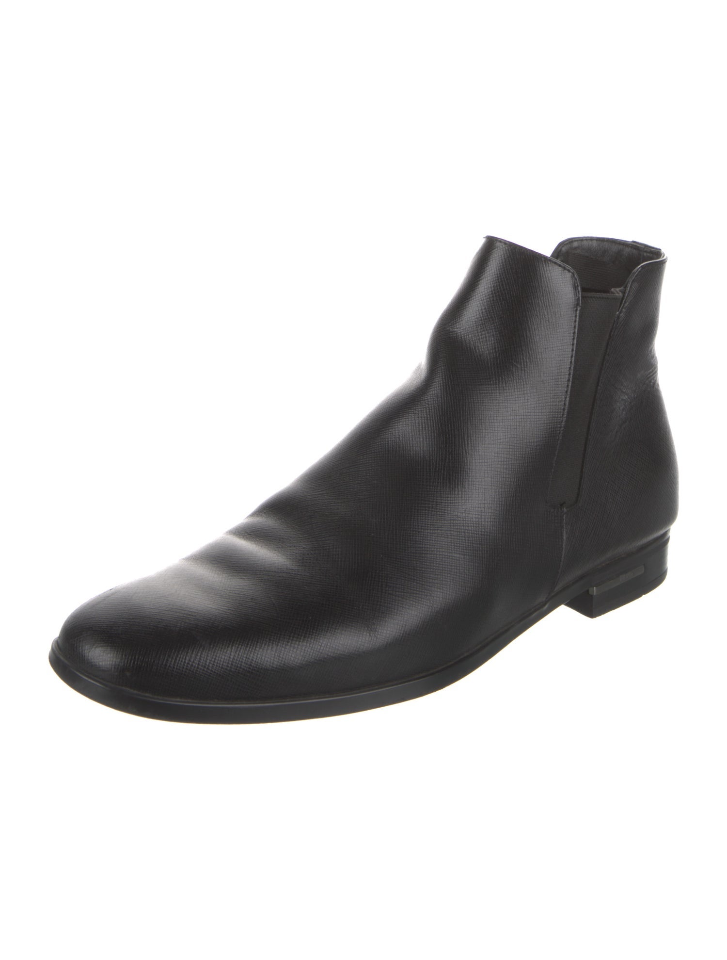 Prada Saffiano Leather Chelsea Boots