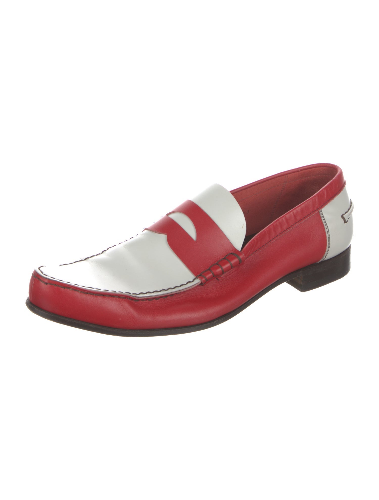 Prada Leather Colorblock Pattern Loafers