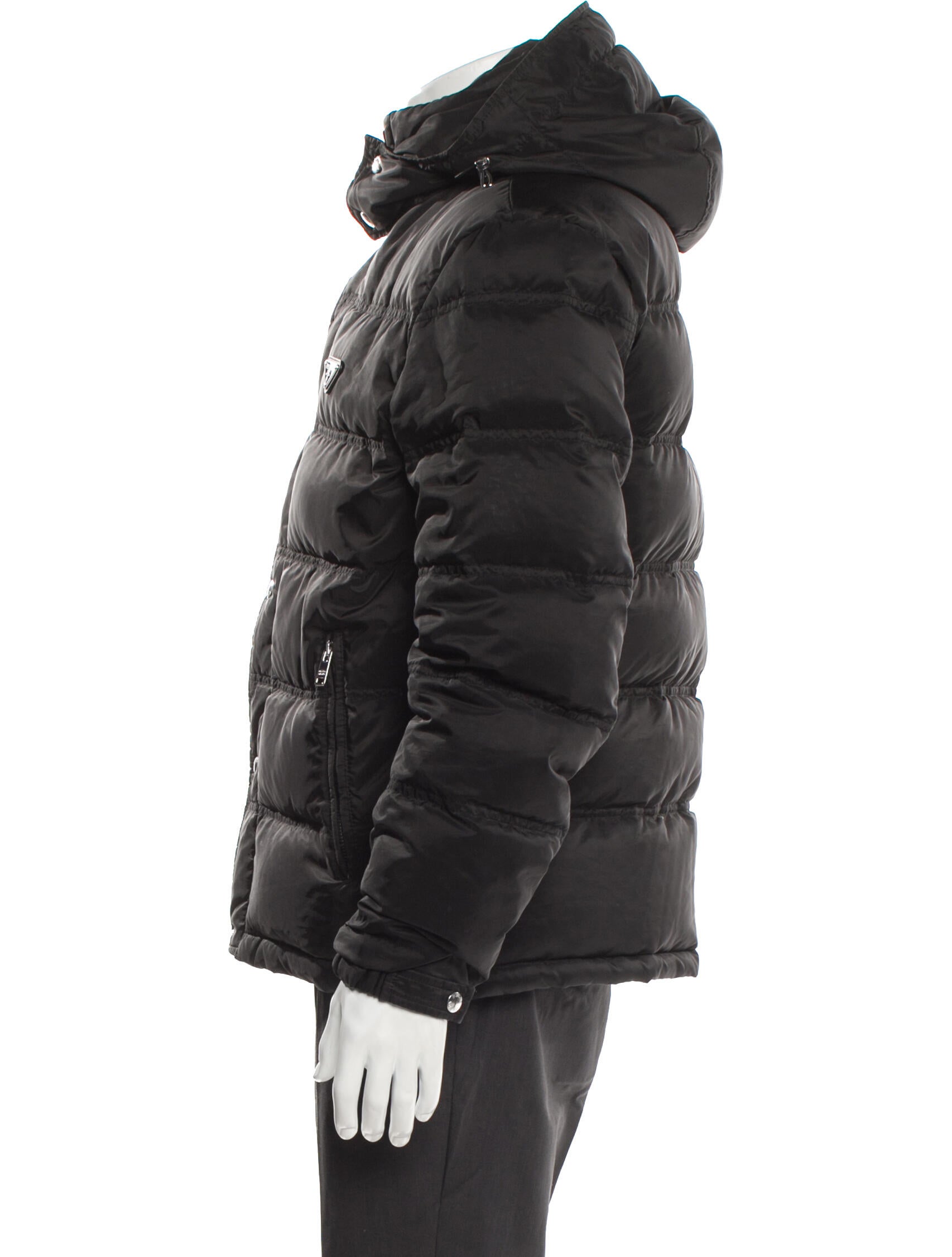 Prada 2024 Enameled Metal Triangle Puffer Coat