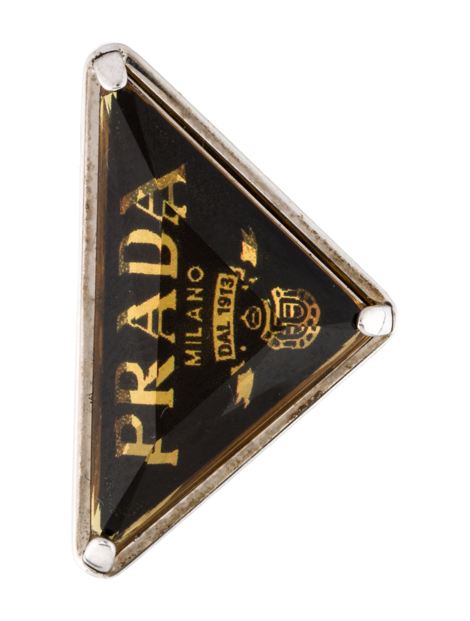 Prada Crystal Triangle Single Clip-On Earring