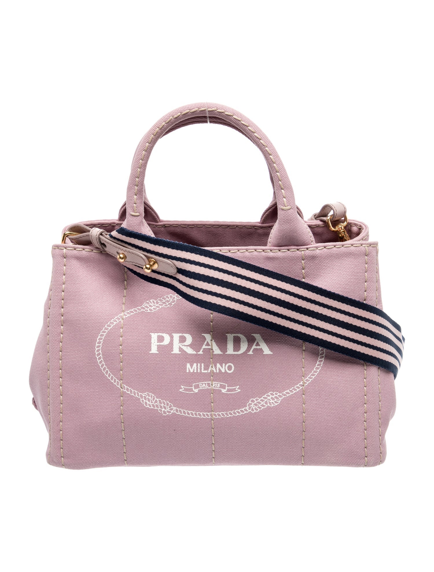 Prada Enameled Metal Triangle Grommet Canapa