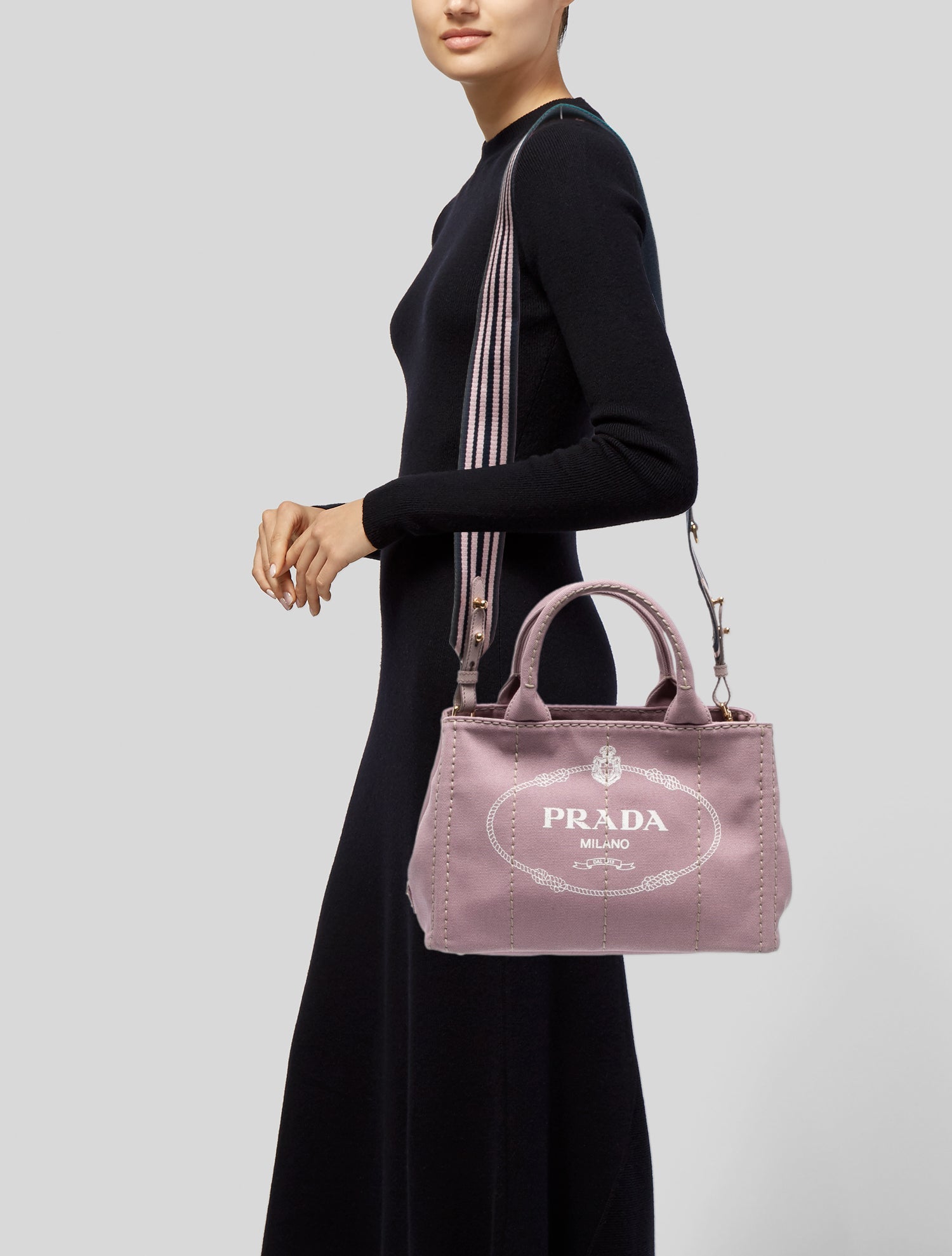 Prada Enameled Metal Triangle Grommet Canapa