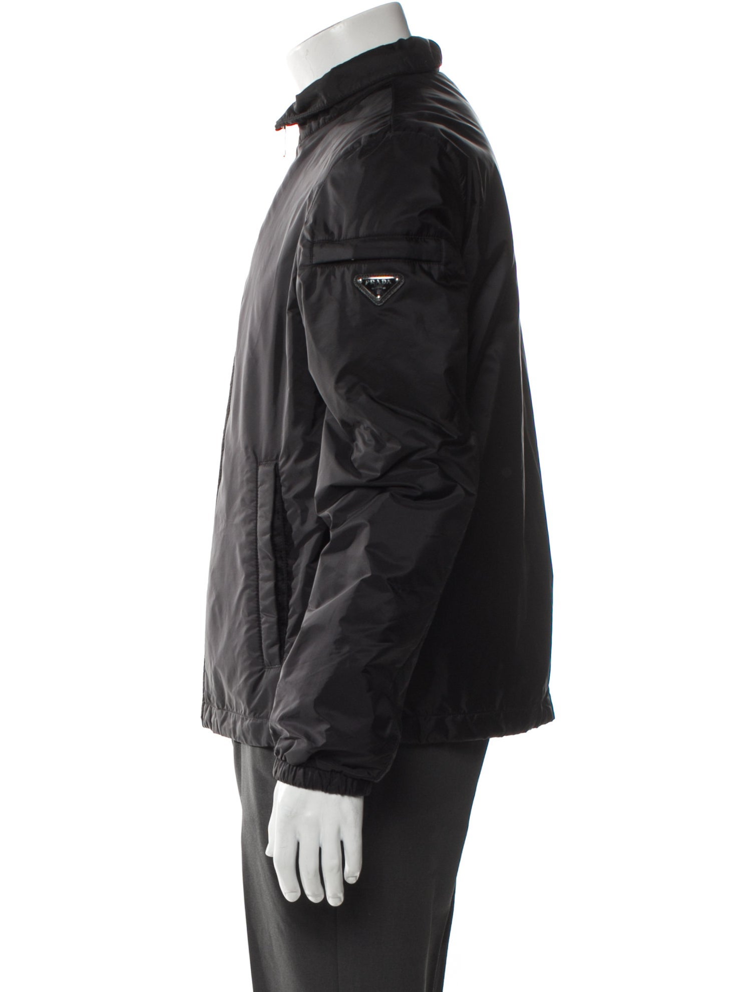 Prada 2019 Enameled Metal Triangle Moto Jacket