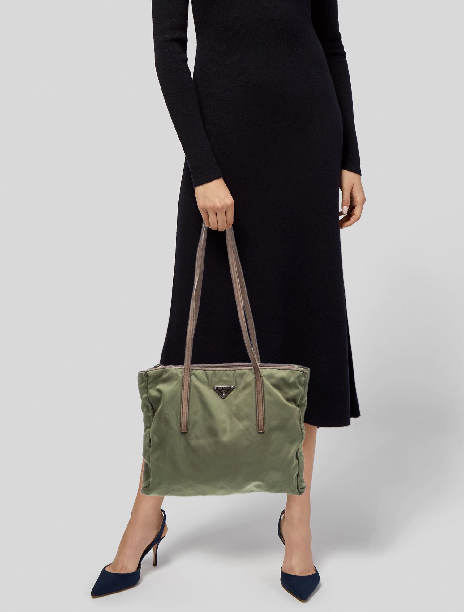 Prada Enameled Metal Triangle Tote