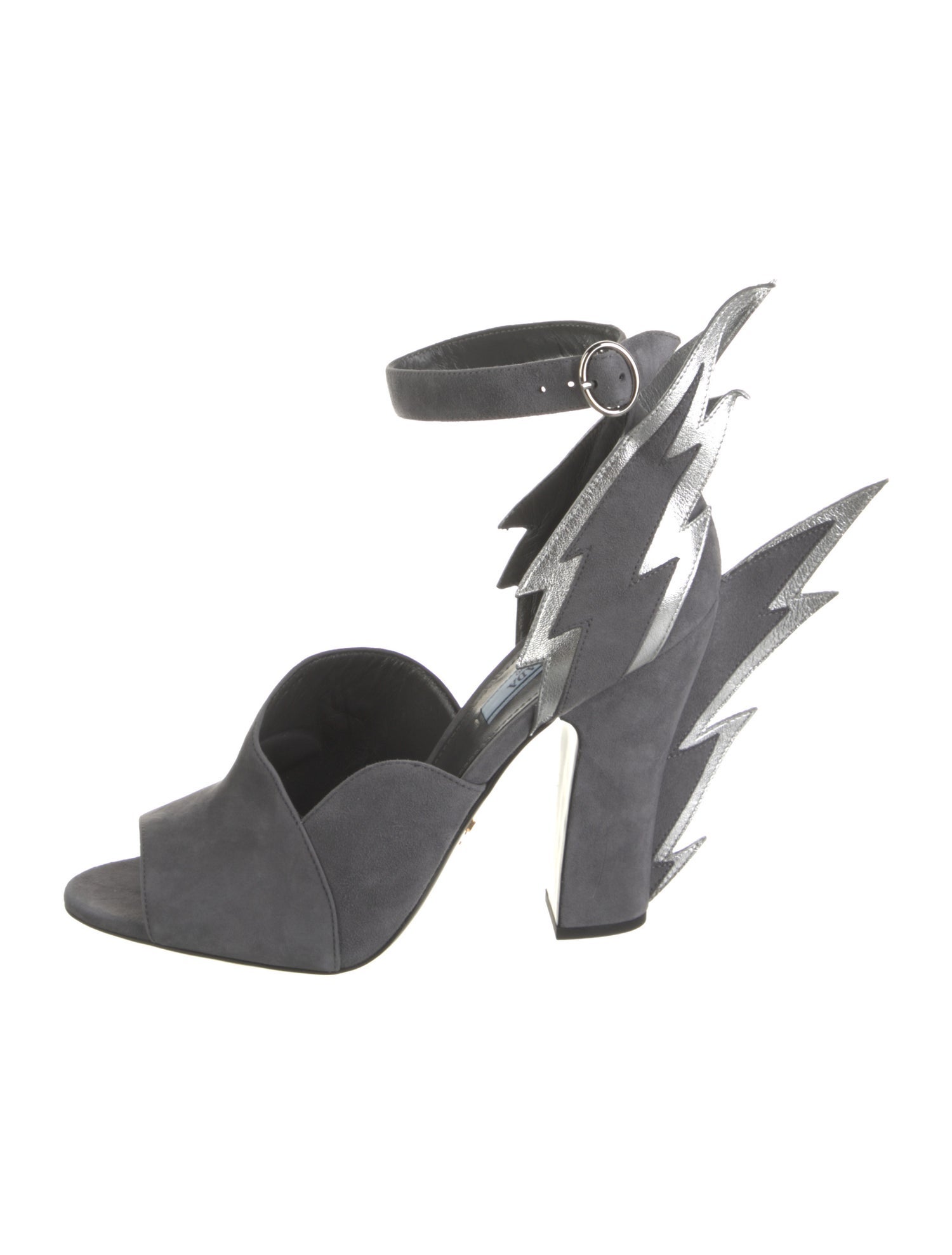 Prada Suede Leather Trim Embellishment Sandals