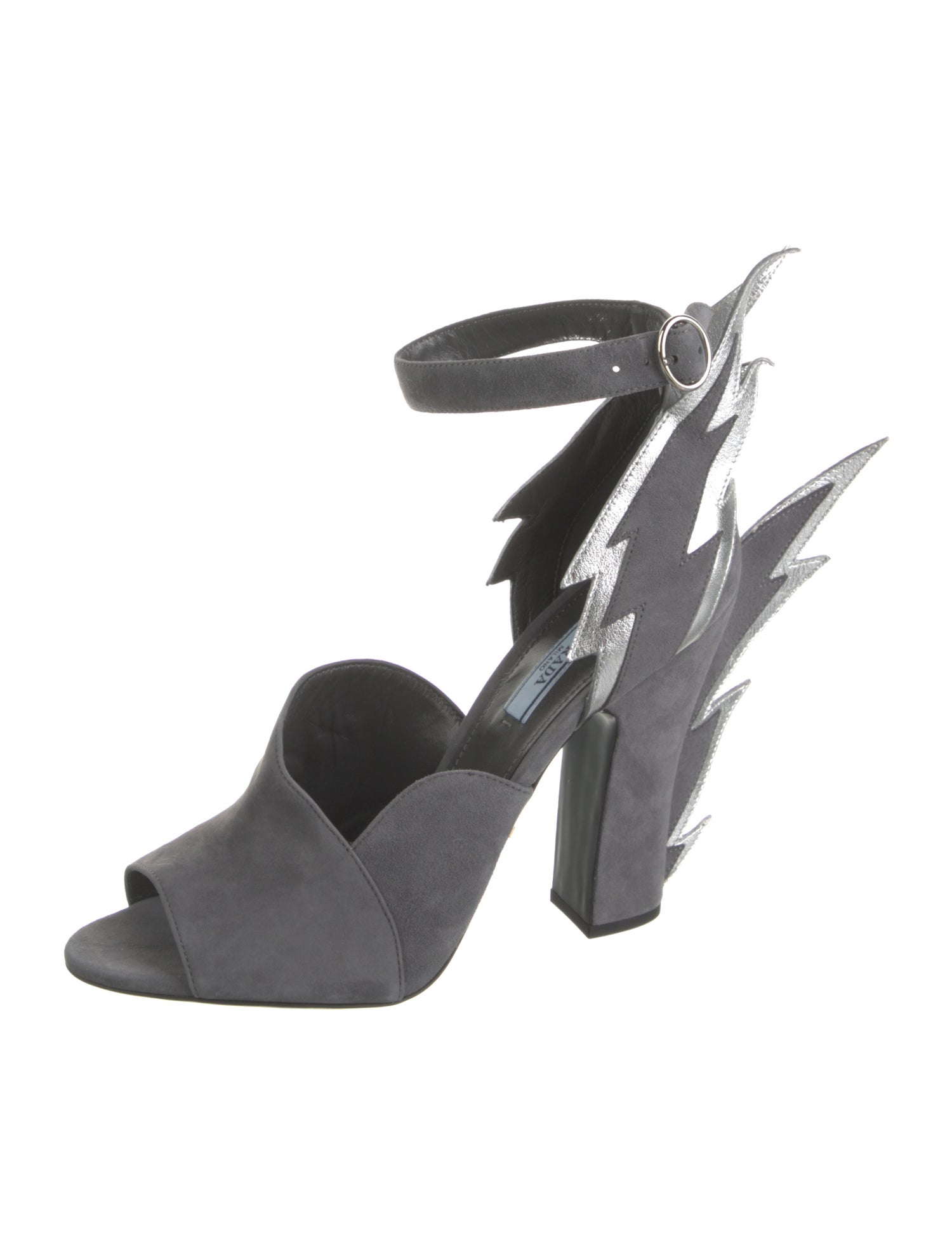 Prada Suede Leather Trim Embellishment Sandals