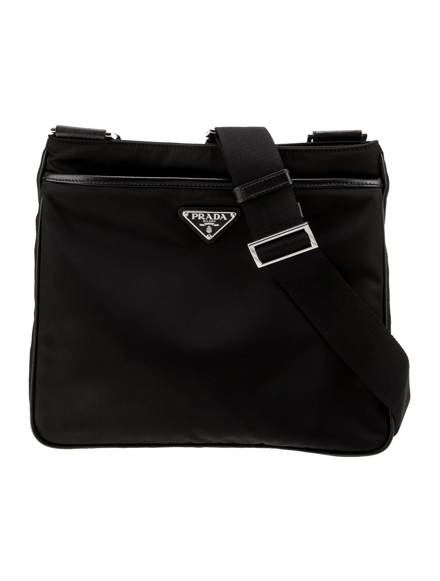 Prada Enameled Metal Triangle Messenger Bag