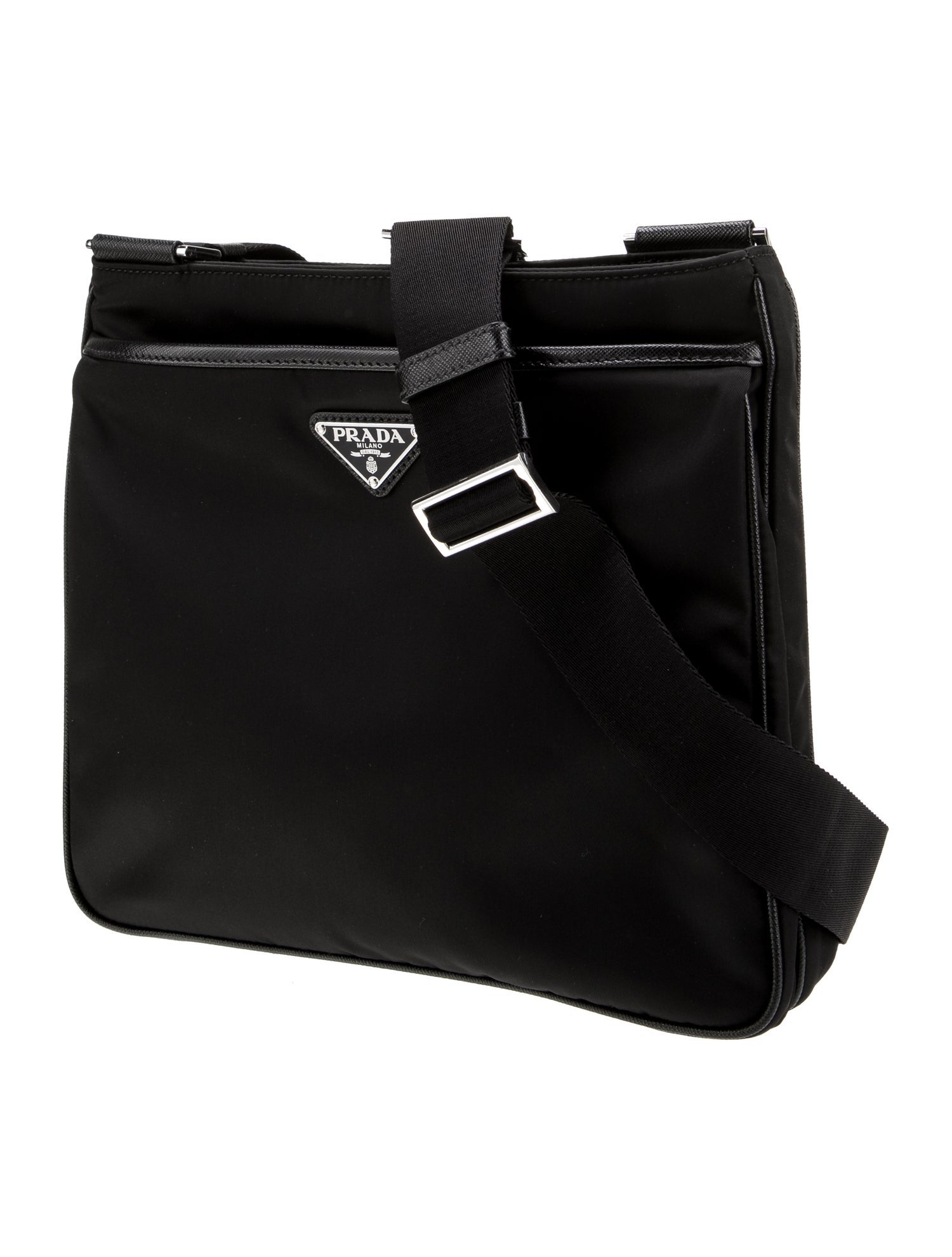 Prada Enameled Metal Triangle Messenger Bag