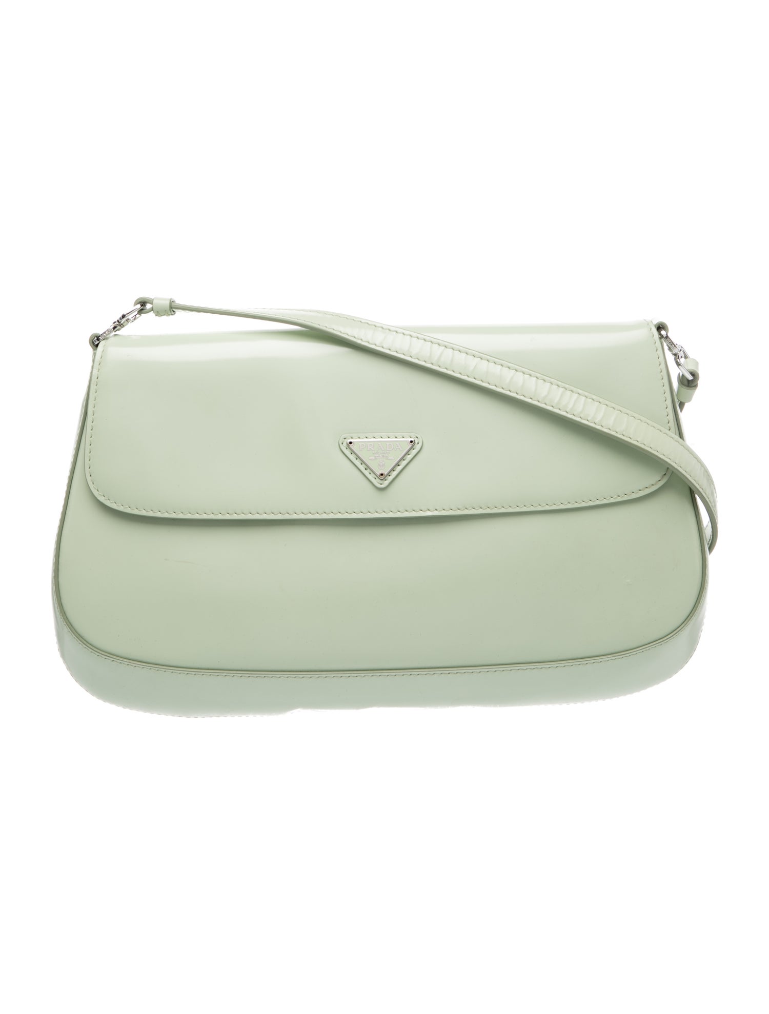 Prada Enameled Metal Triangle Cleo Small