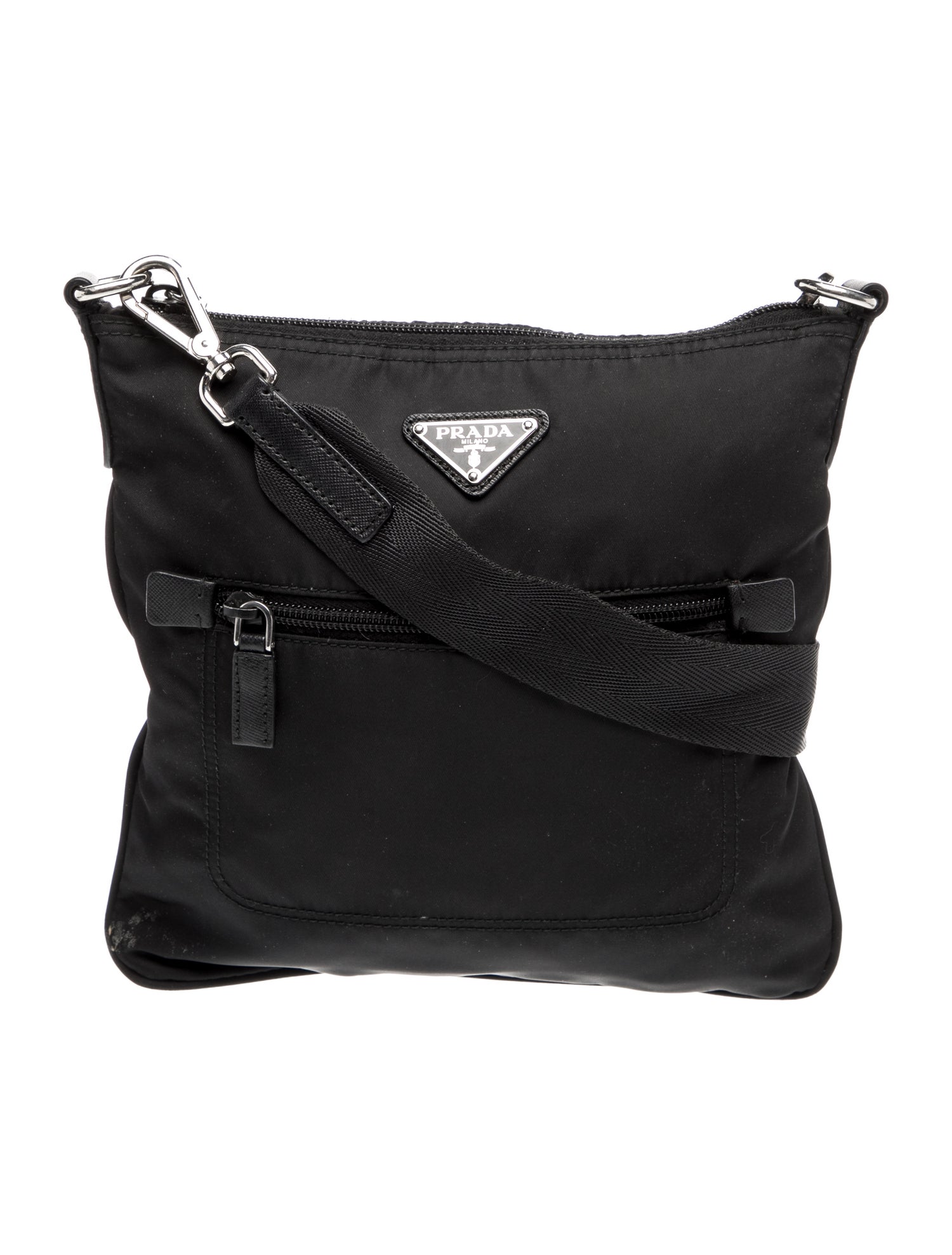 Prada Enameled Metal Triangle Messenger Bag