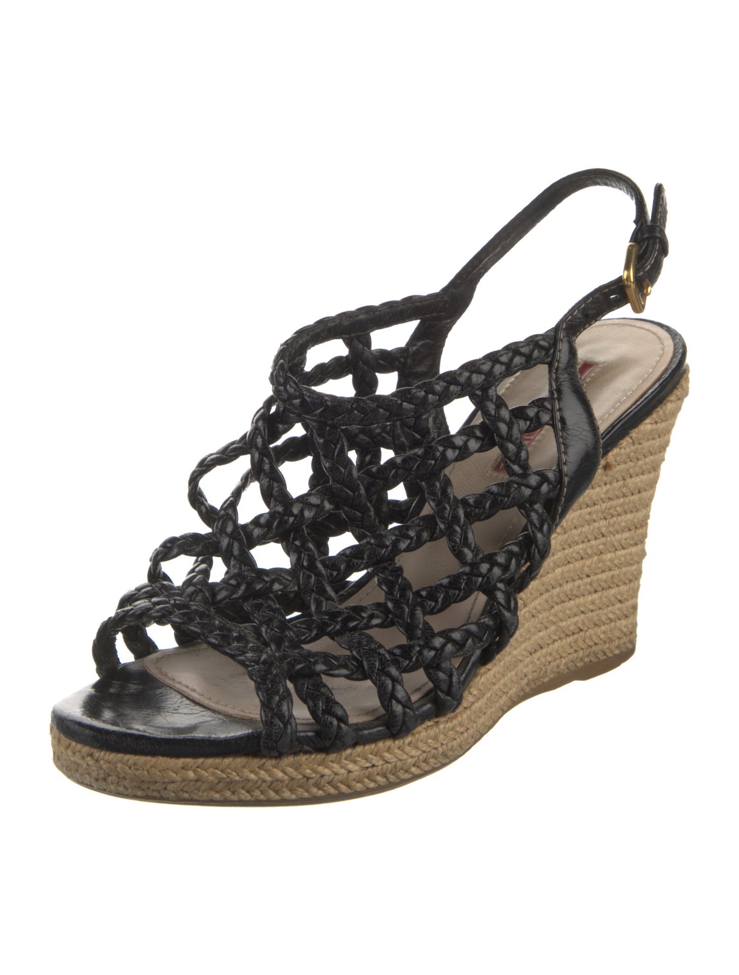 Prada Leather Lace Pattern Espadrilles