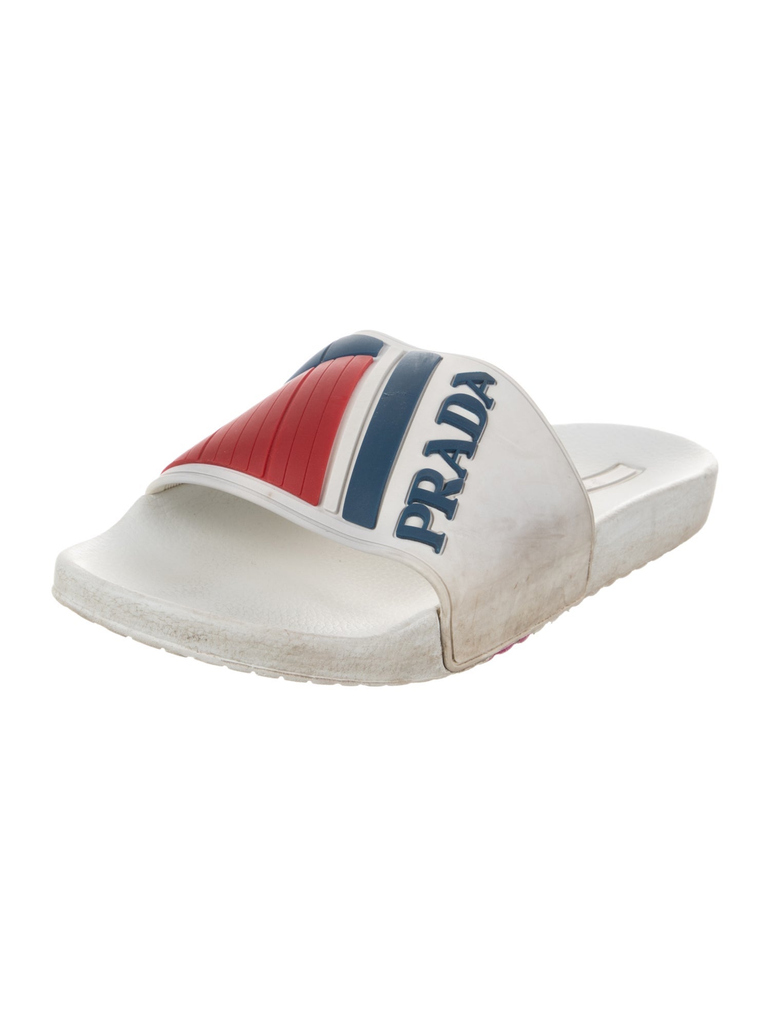 Prada Rubber Graphic Print Slides