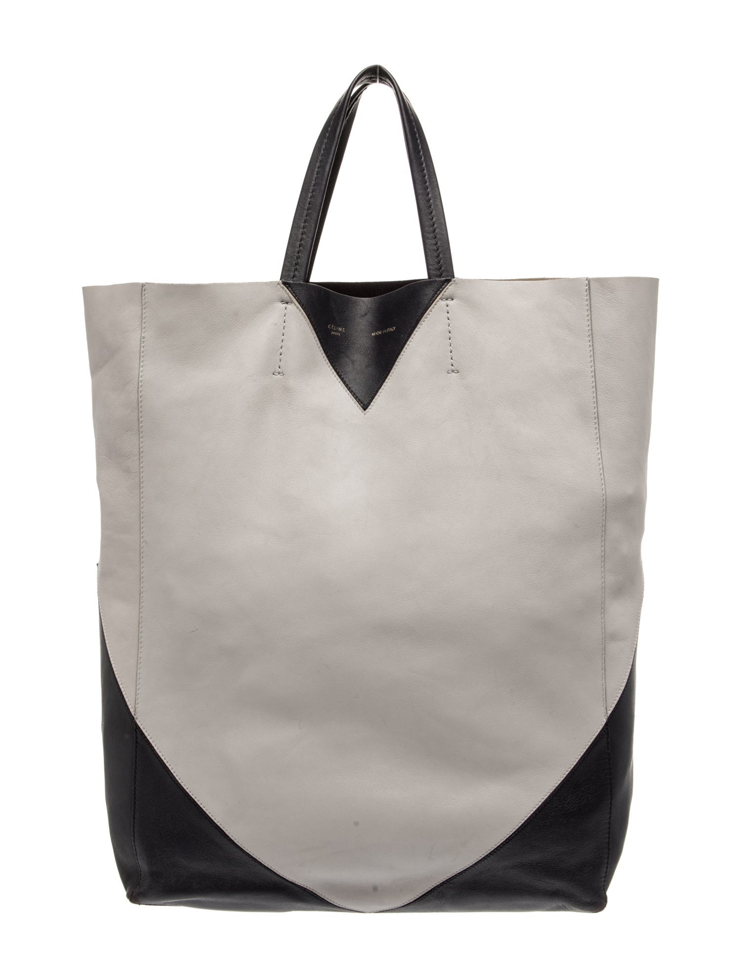 Celine Leather Vertical Bi-Cabas Tote Vertical