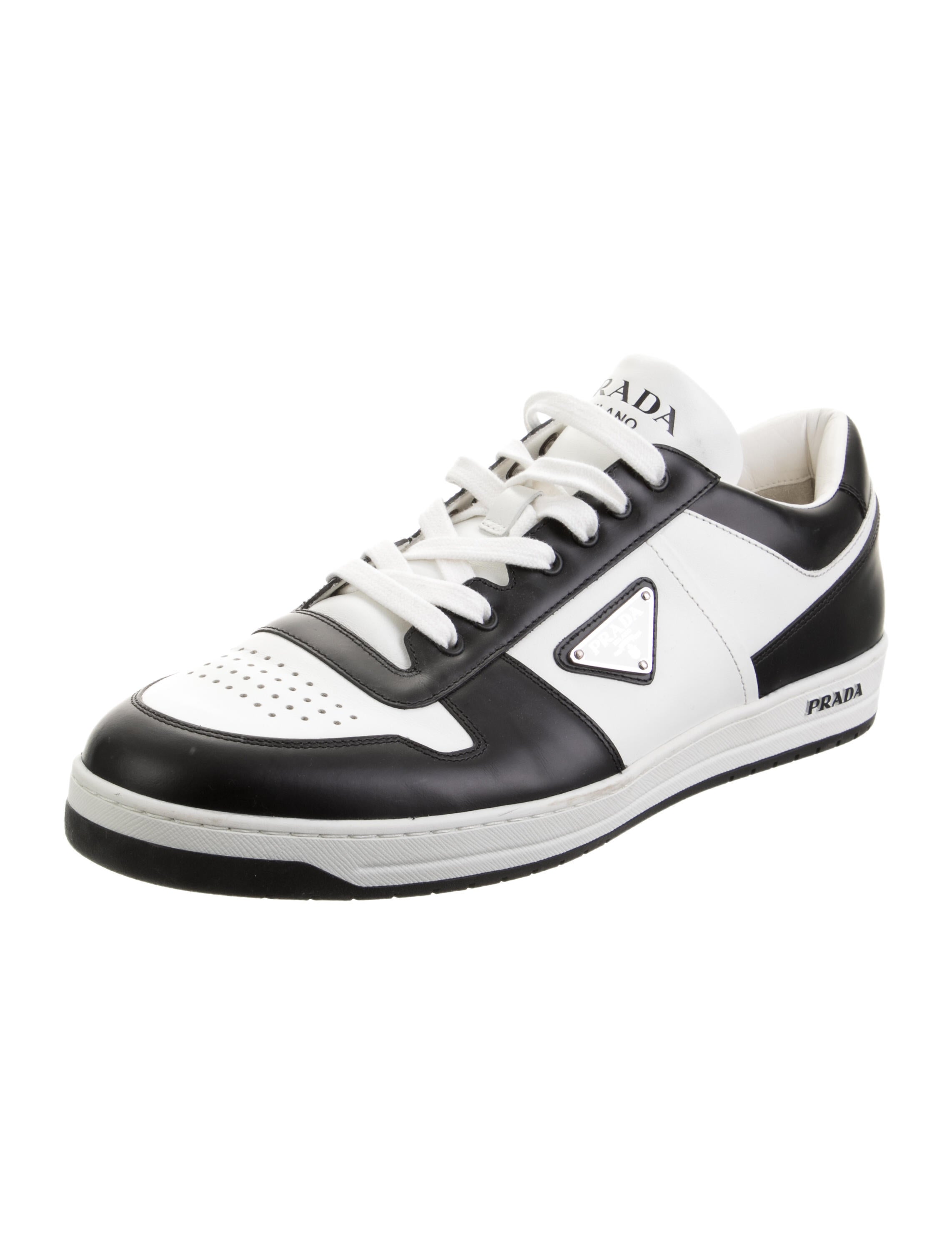 Prada Leather Colorblock Pattern Sneakers