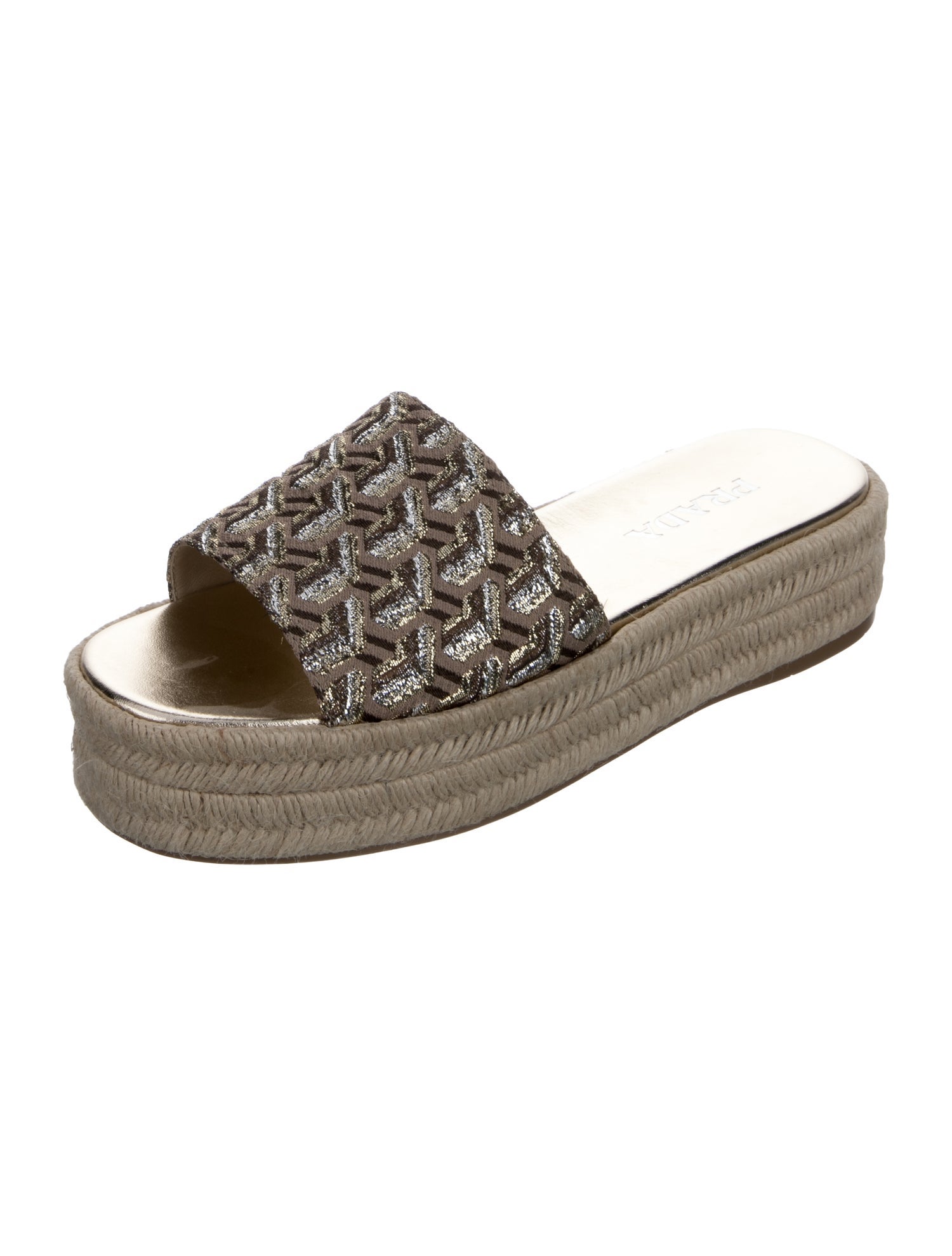 Prada Canvas Embroidered Accent Espadrilles