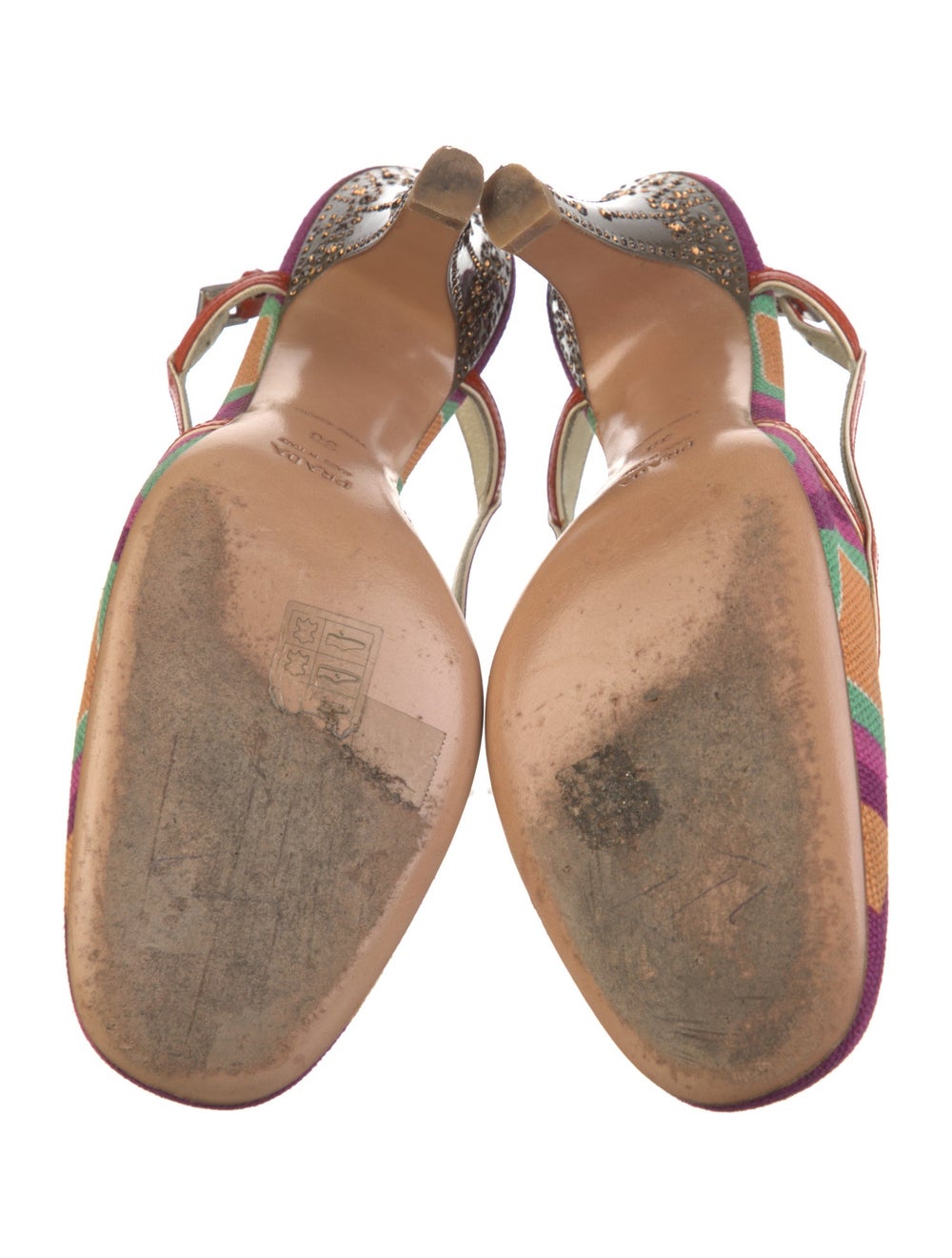 Prada Canvas Patterned Slingback Sandals - image 5