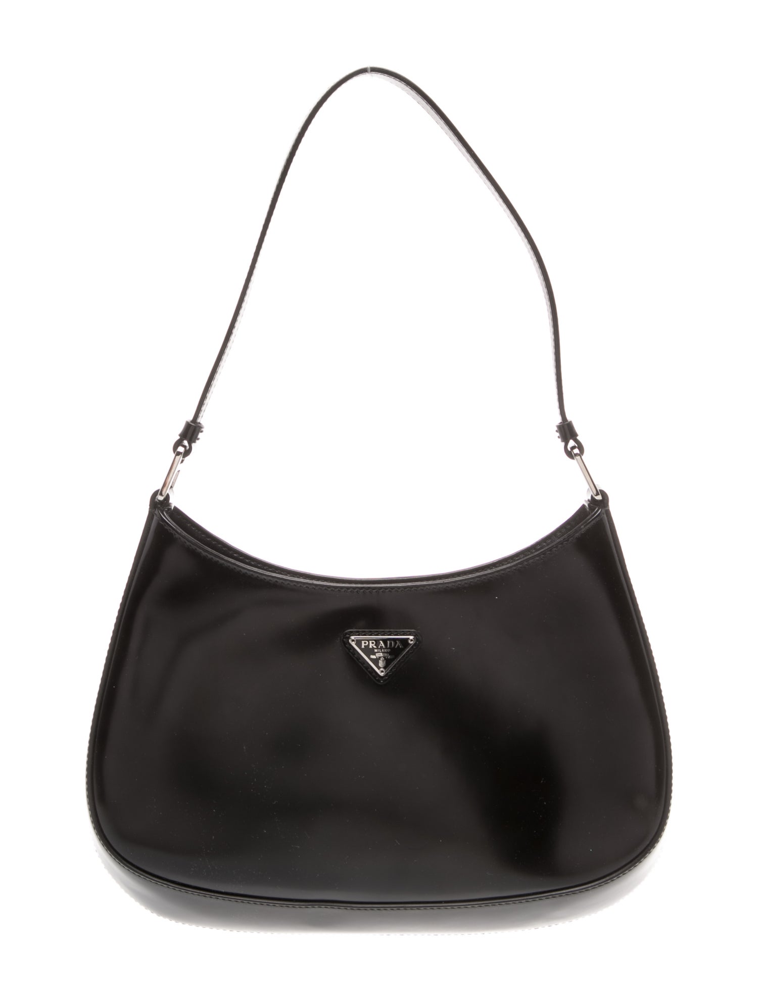 Prada Enameled Metal Triangle Cleo
