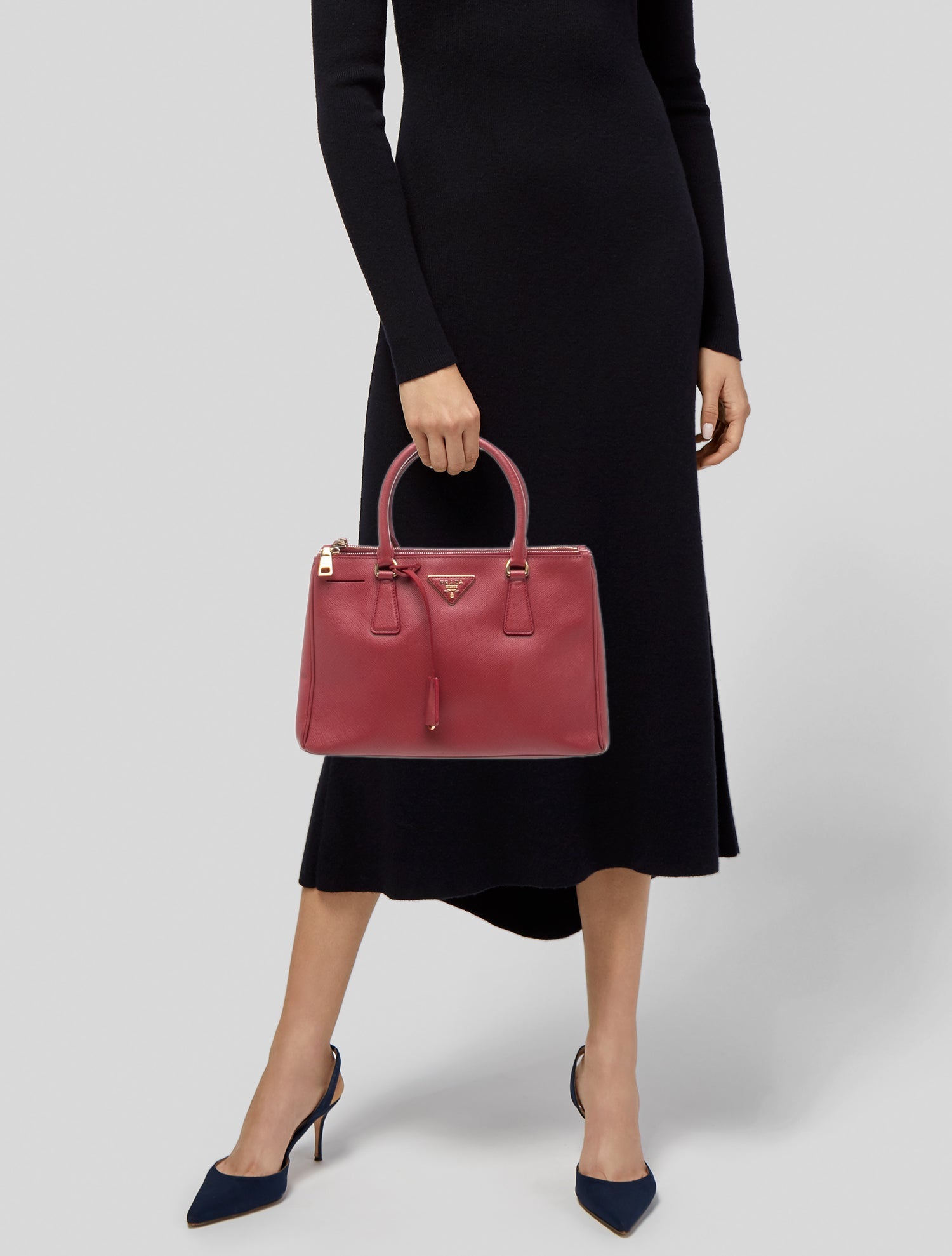 Prada Saffiano Lux Leather Galleria Double Zip Small