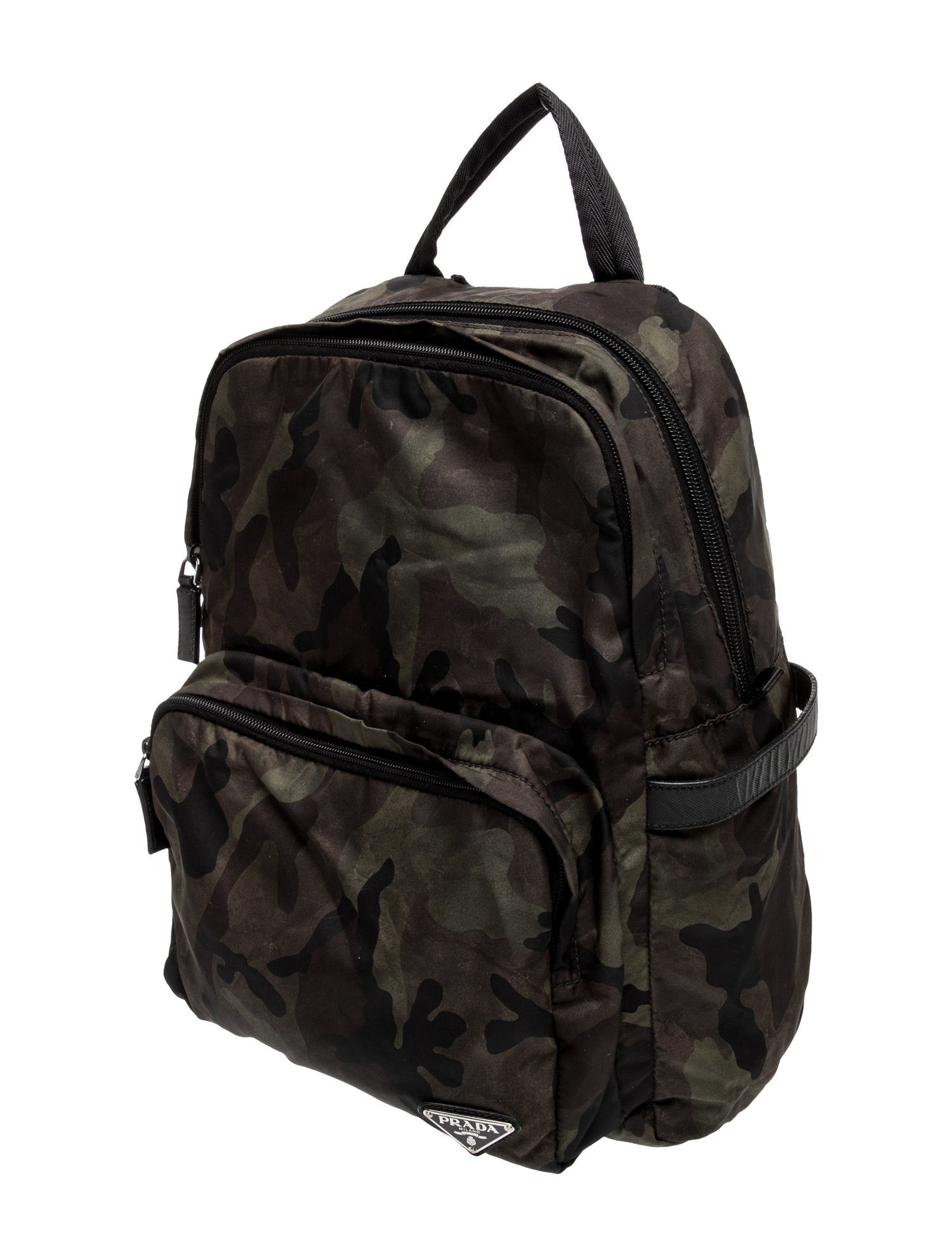 Prada Enameled Metal Triangle Backpack