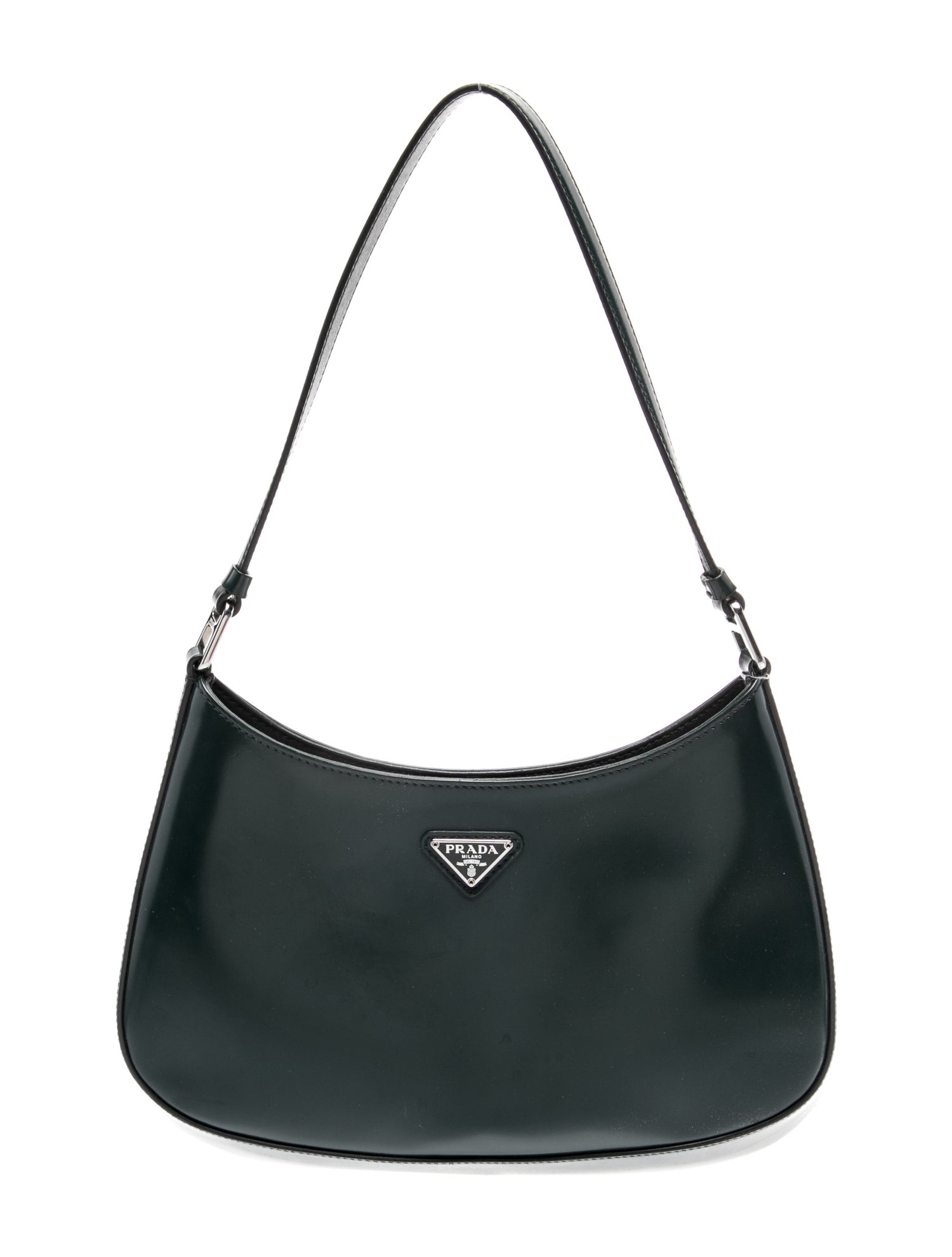 Prada Enameled Metal Triangle Cleo Medium