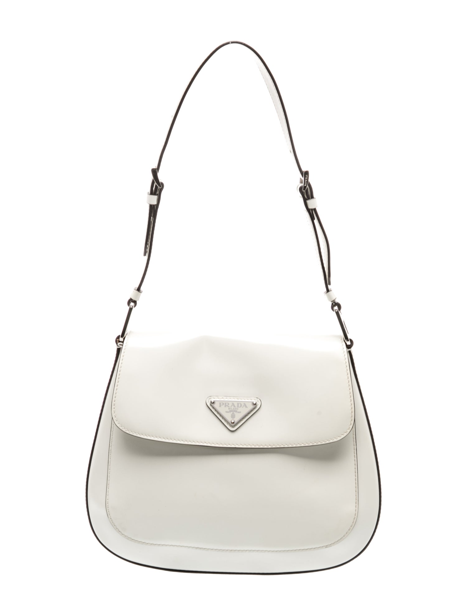 Prada Enameled Metal Triangle Cleo