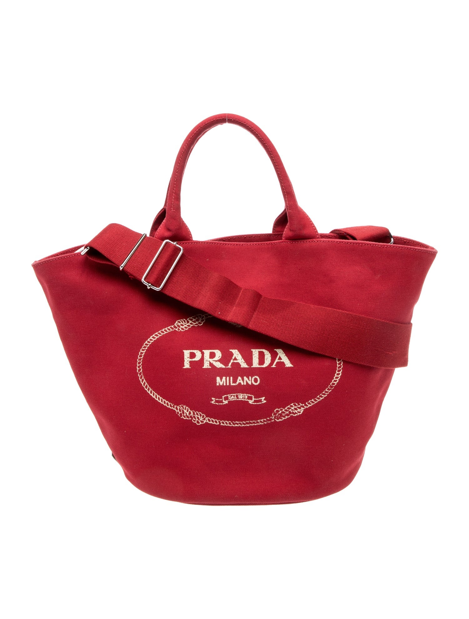 Prada Enameled Metal Triangle Bucket Bag