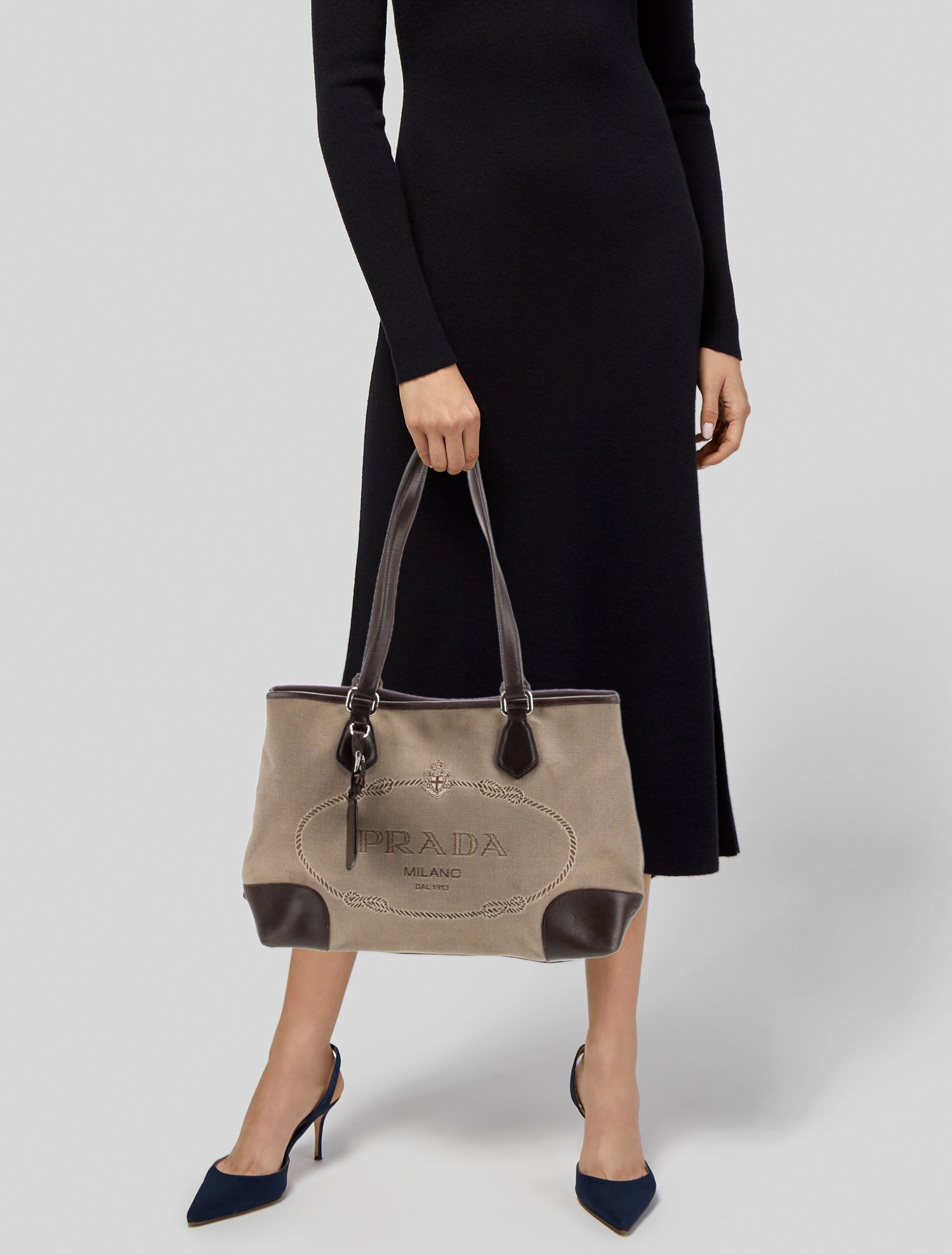 Prada Enameled Metal Triangle Tote