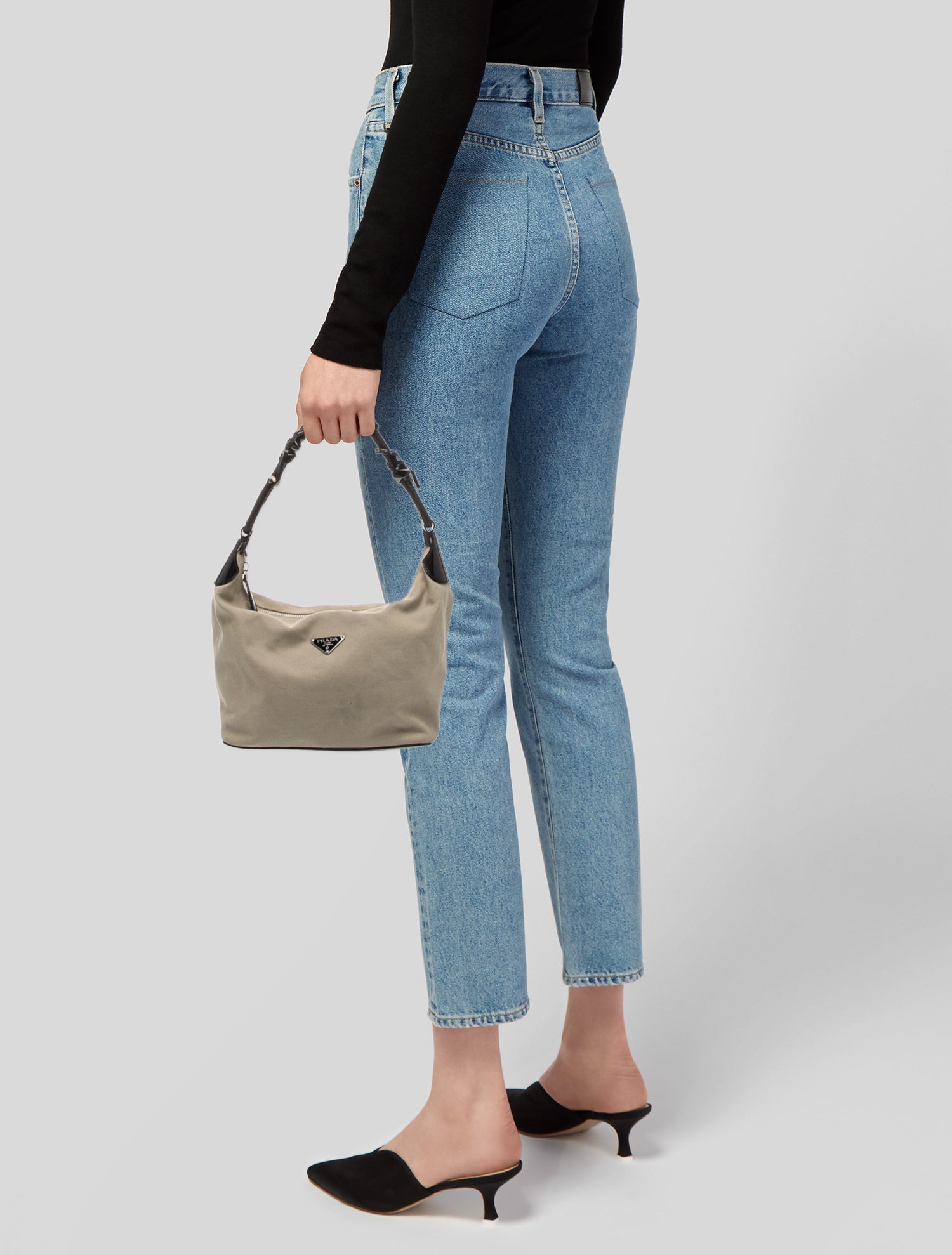 Prada Enameled Metal Triangle Hobo