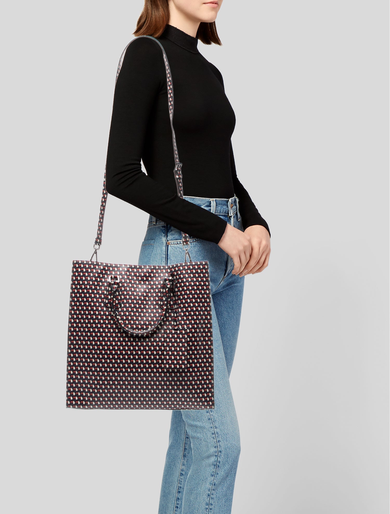 Prada Enameled Metal Triangle Tote