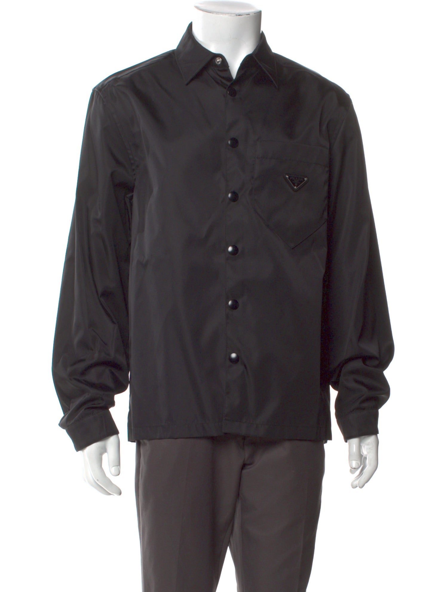Prada Enameled Metal Triangle Re-Nylon Western Shirt