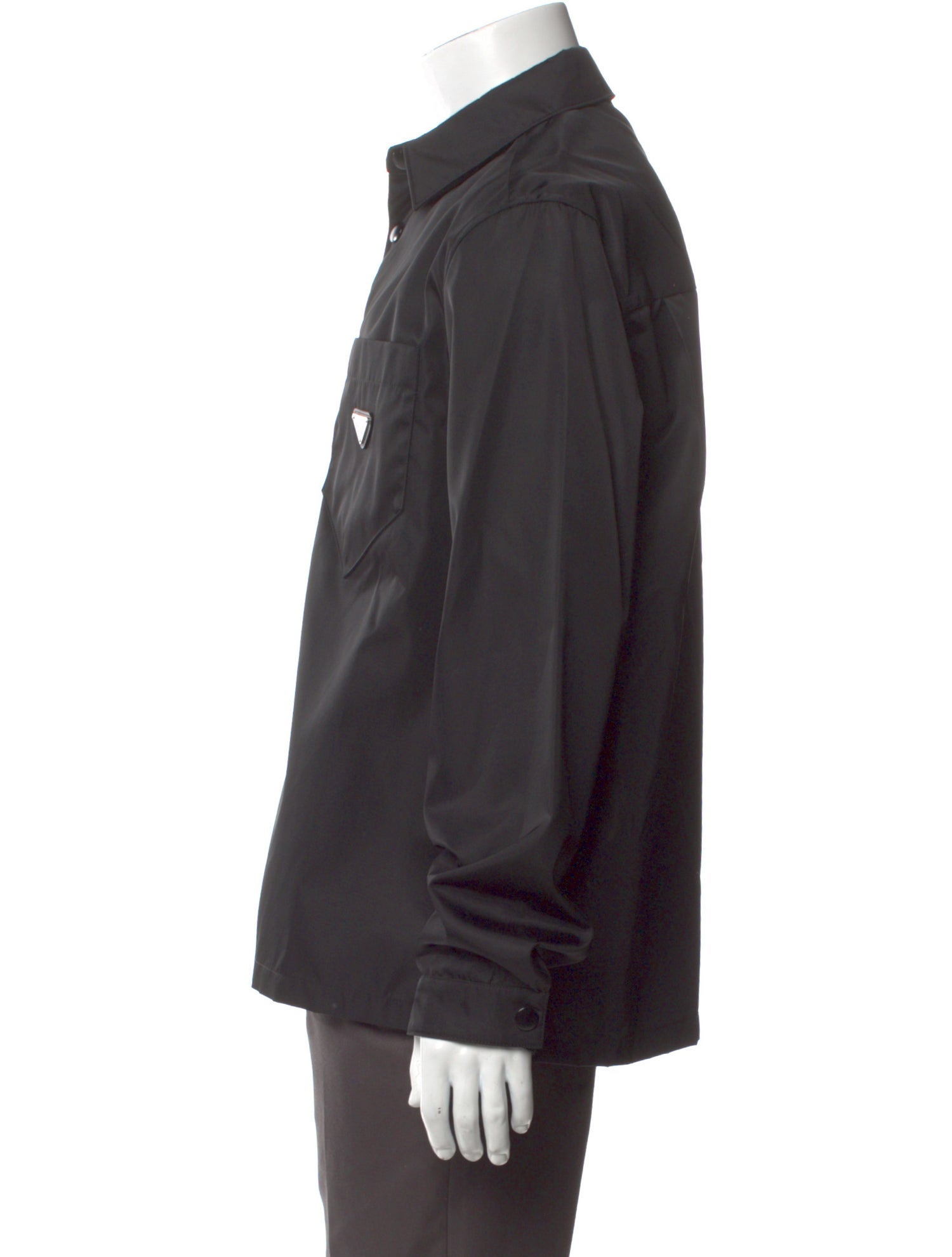 Prada Enameled Metal Triangle Re-Nylon Western Shirt