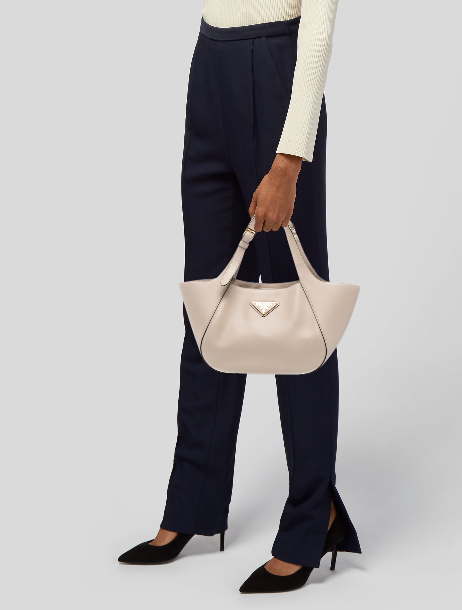 Prada Enameled Metal Triangle Tote Medium 2024