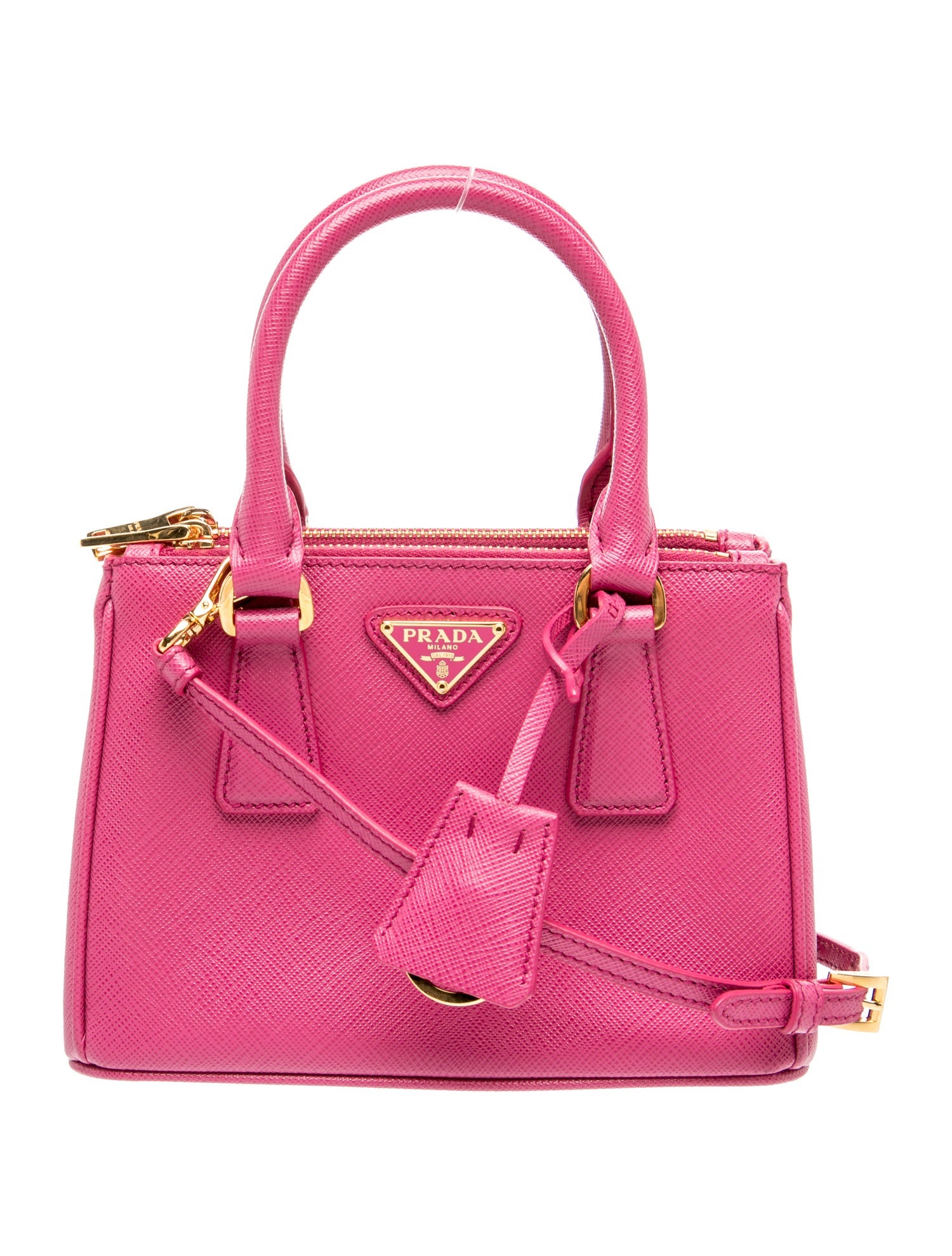 Prada Saffiano Leather Galleria Double Zip Micro