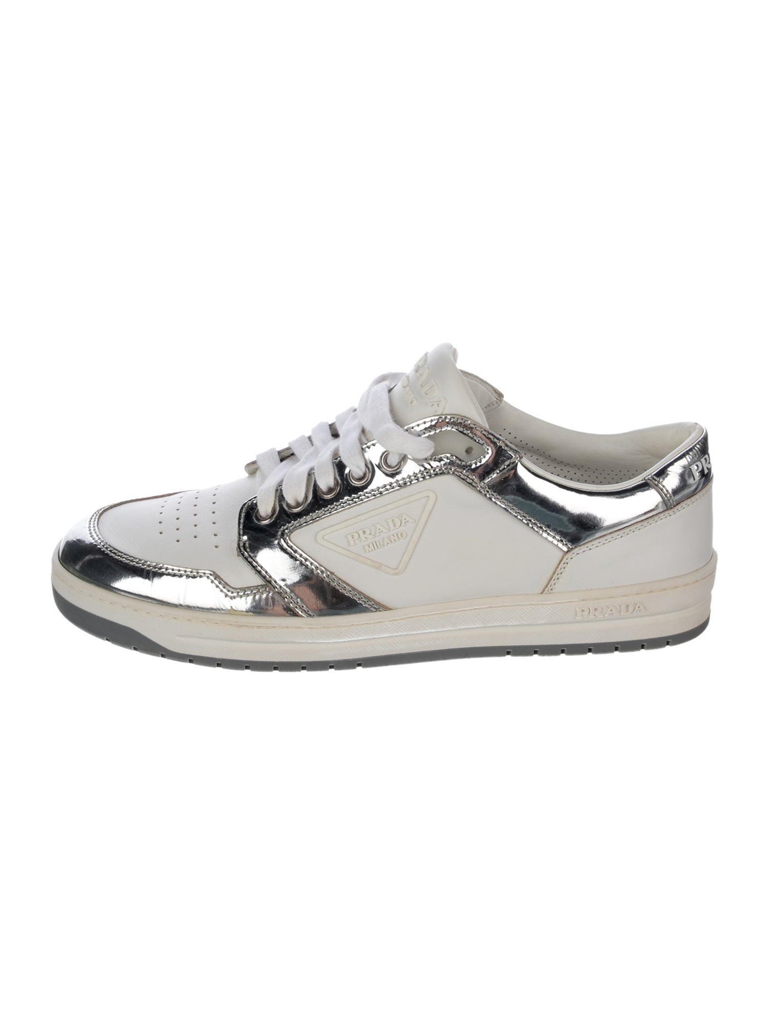 Prada Leather Colorblock Pattern Sneakers