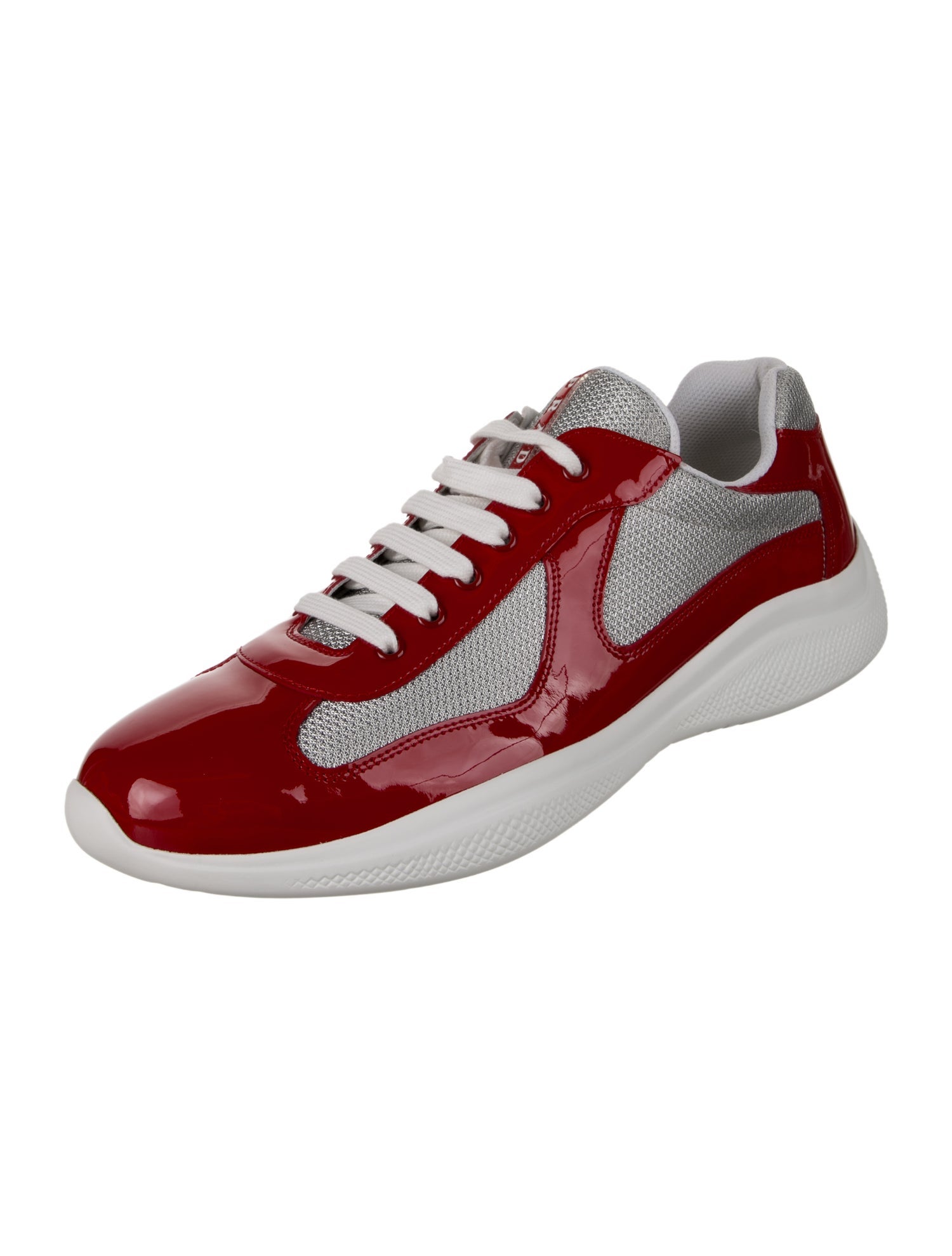 Prada Patent Leather Colorblock Pattern Sneakers w/ Tags