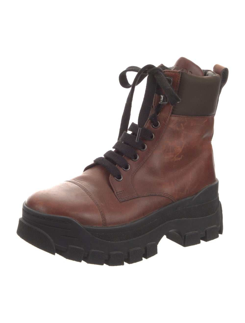 Prada Leather Colorblock Pattern Combat Boots - image 2