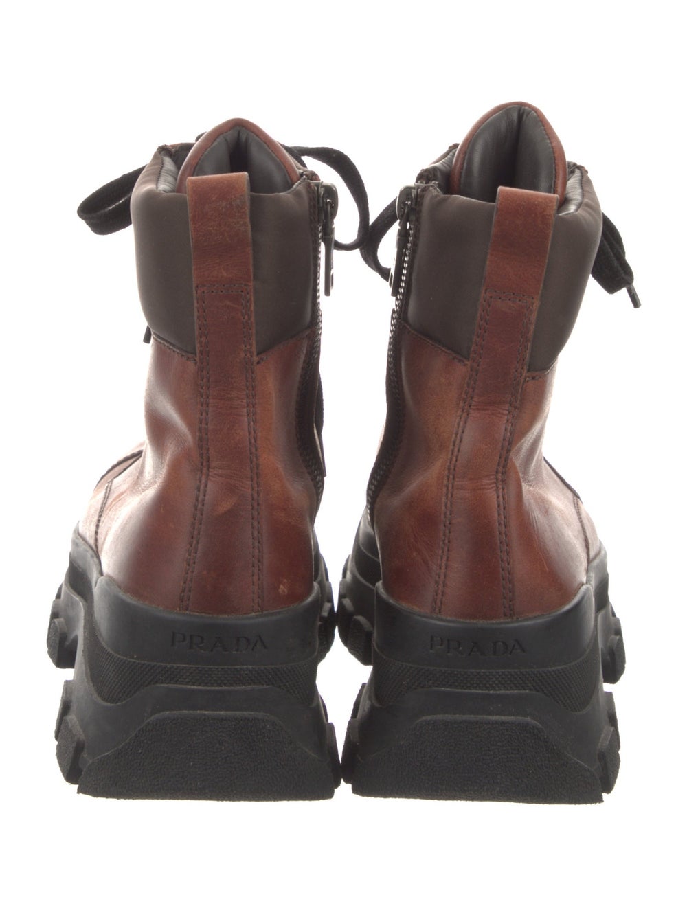 Prada Leather Colorblock Pattern Combat Boots - image 4