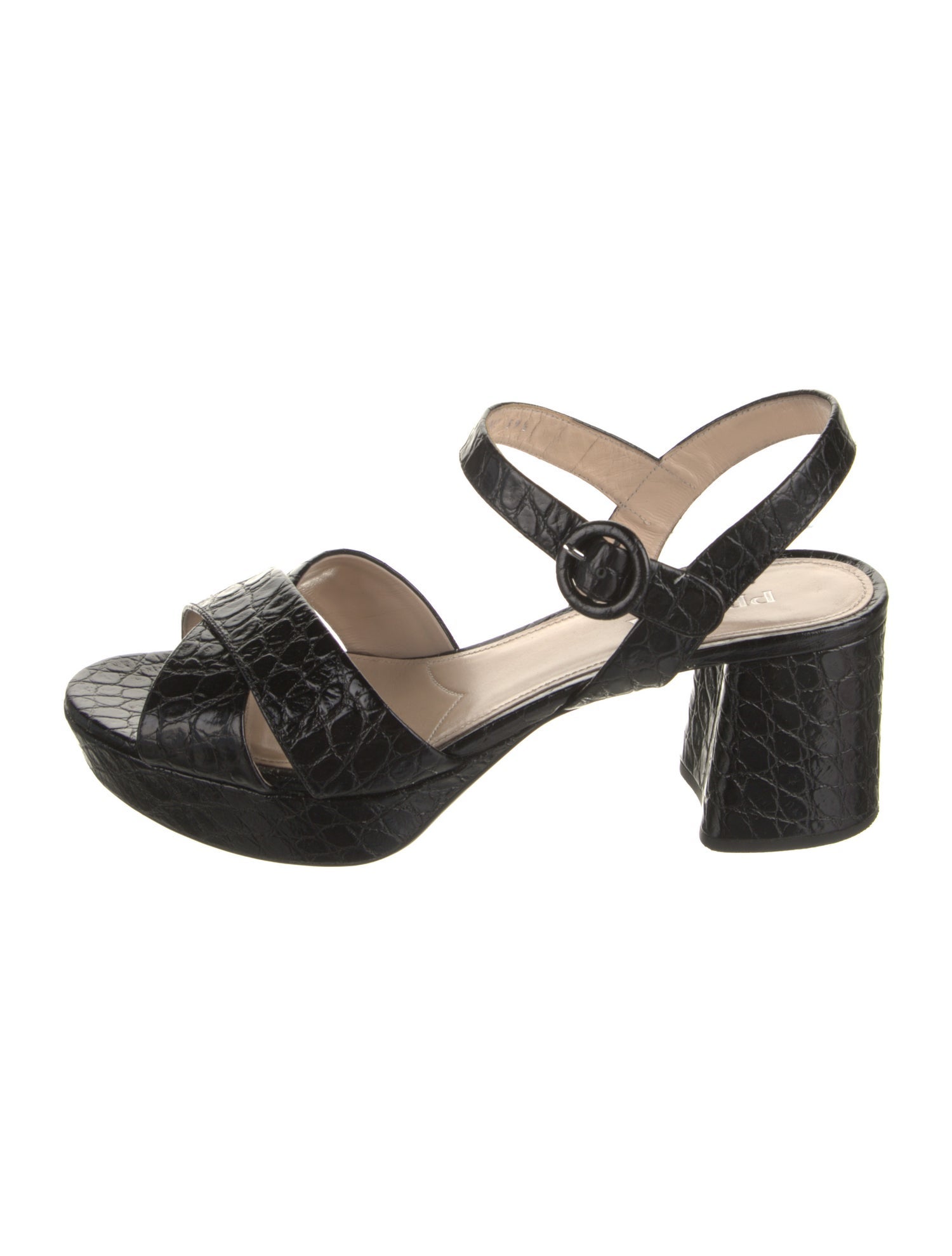 Prada Embossed Leather Sandals