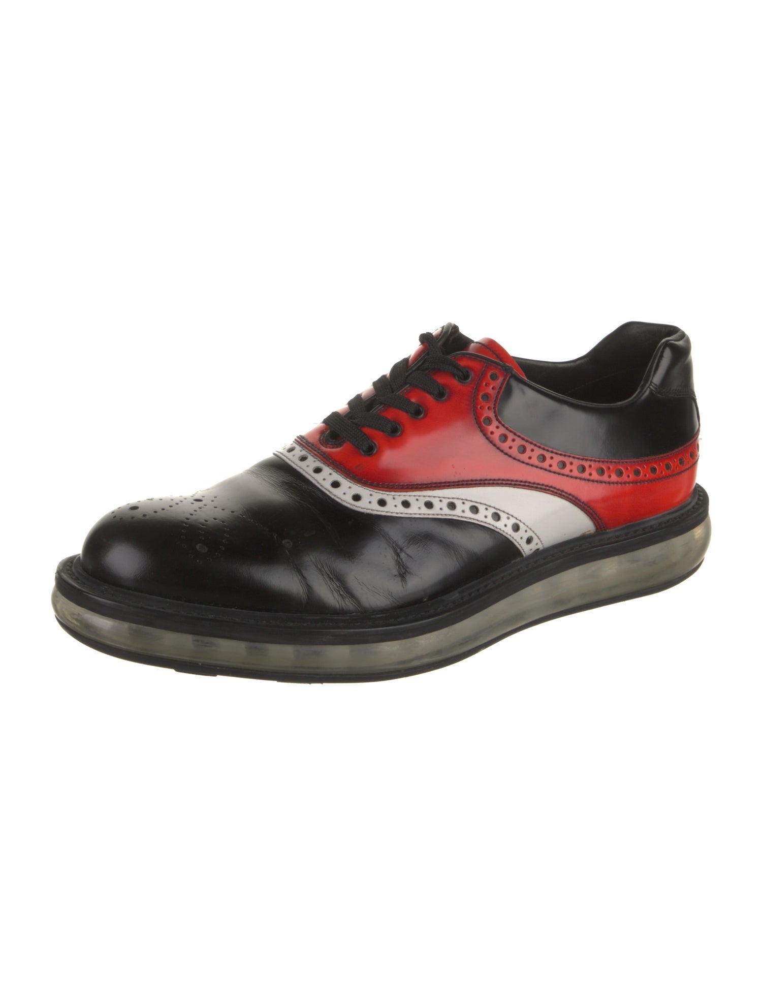 Prada Leather Colorblock Pattern Brogues