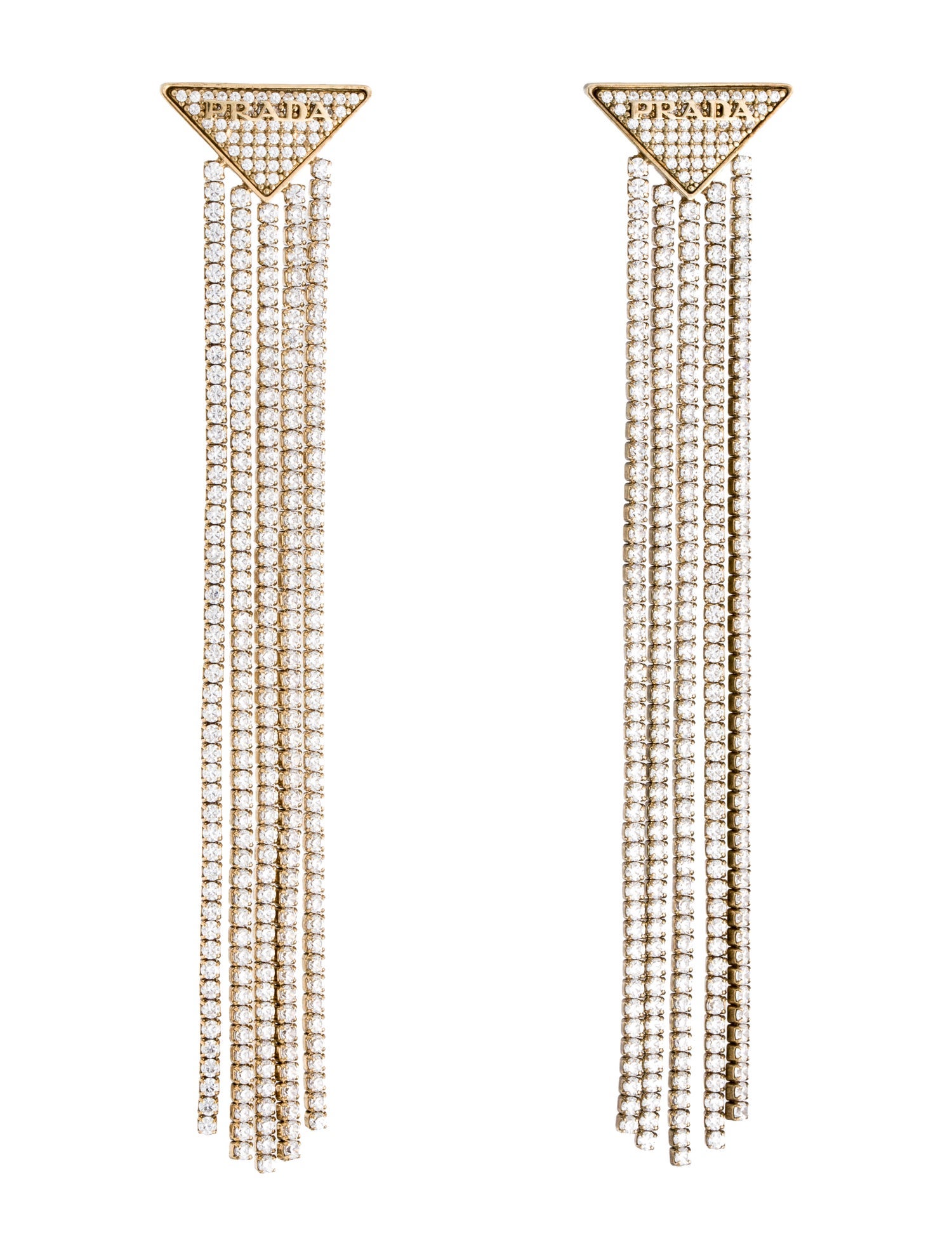 Prada Cubic Zirconia Logo Symbole Chandelier Earrings