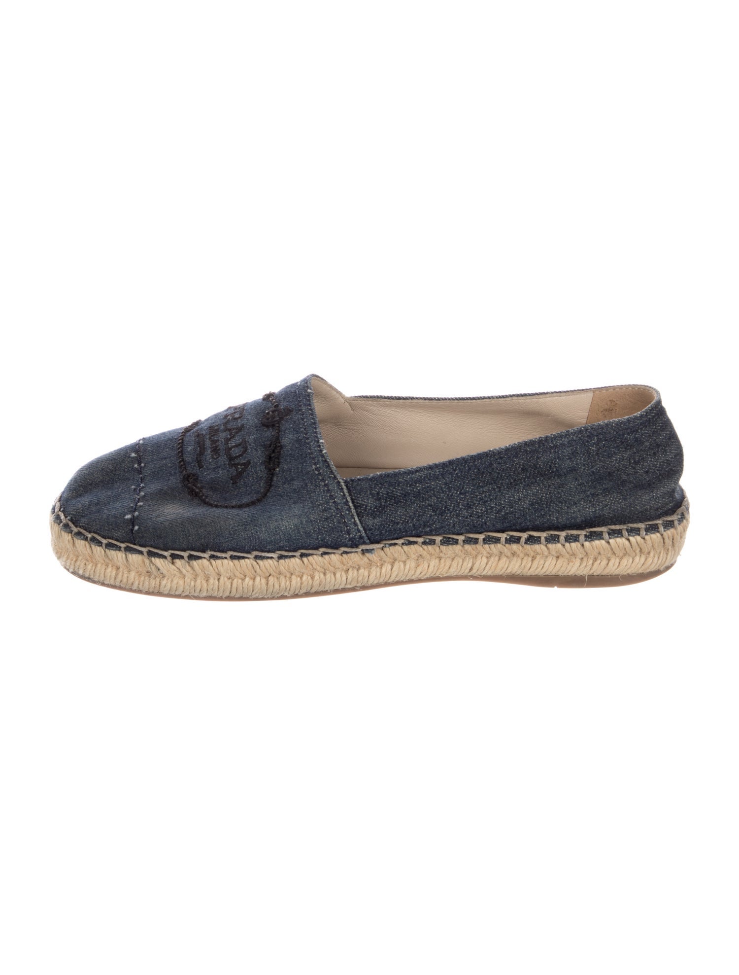 Prada Denim Embroidered Accent Espadrilles