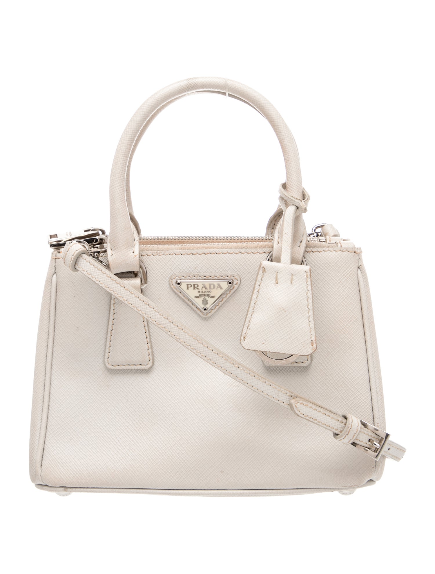 Prada Saffiano Leather Galleria Double Zip Micro