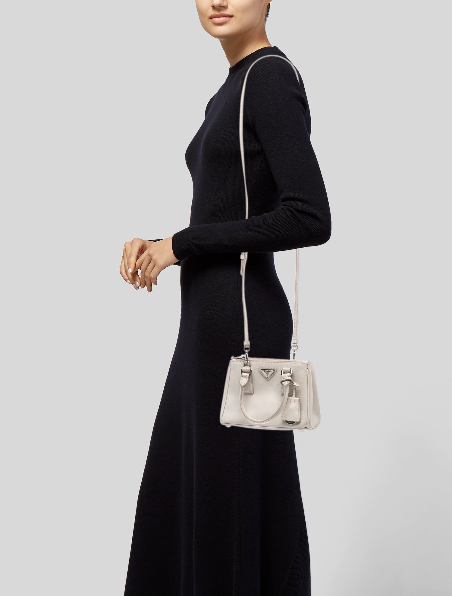 Prada Saffiano Leather Galleria Double Zip Micro