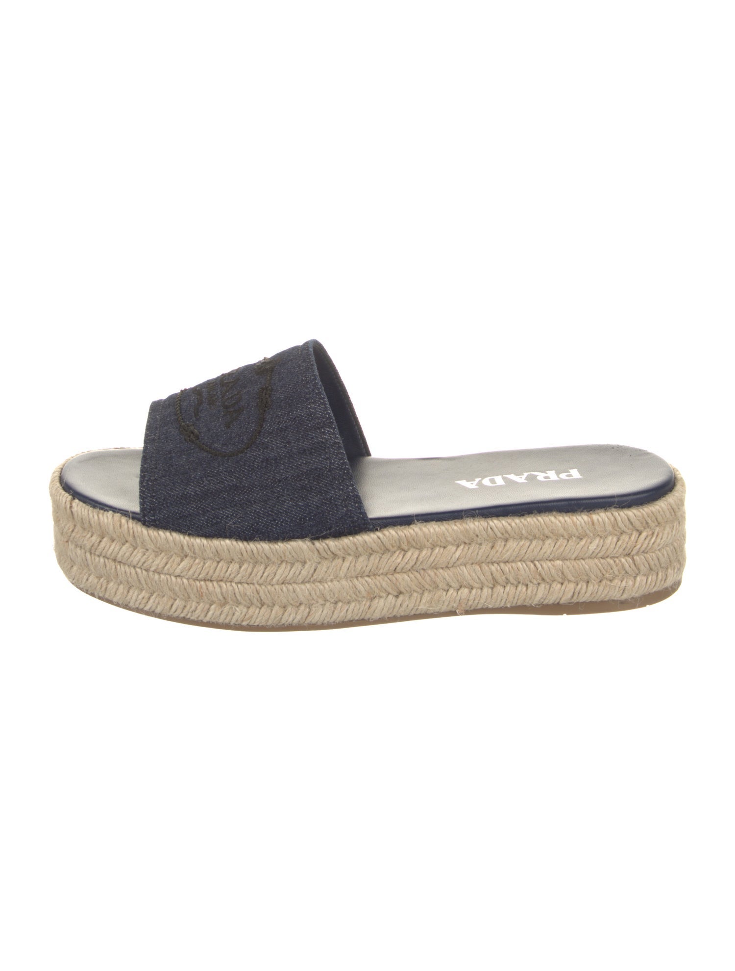 Prada Denim Embroidered Accent Espadrilles