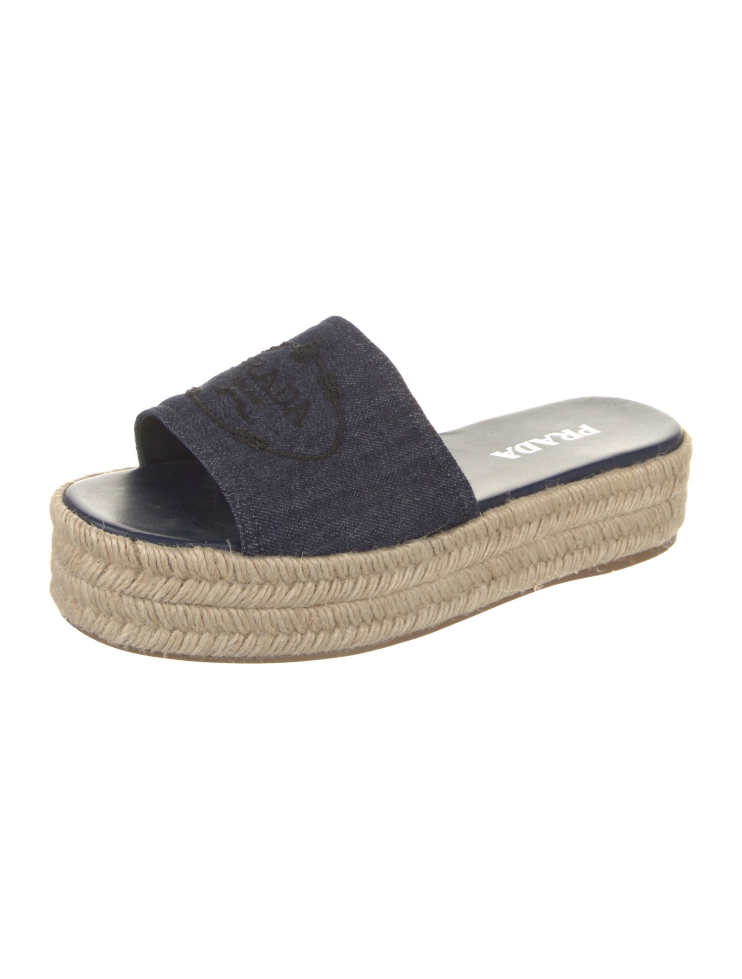 Prada Denim Embroidered Accent Espadrilles