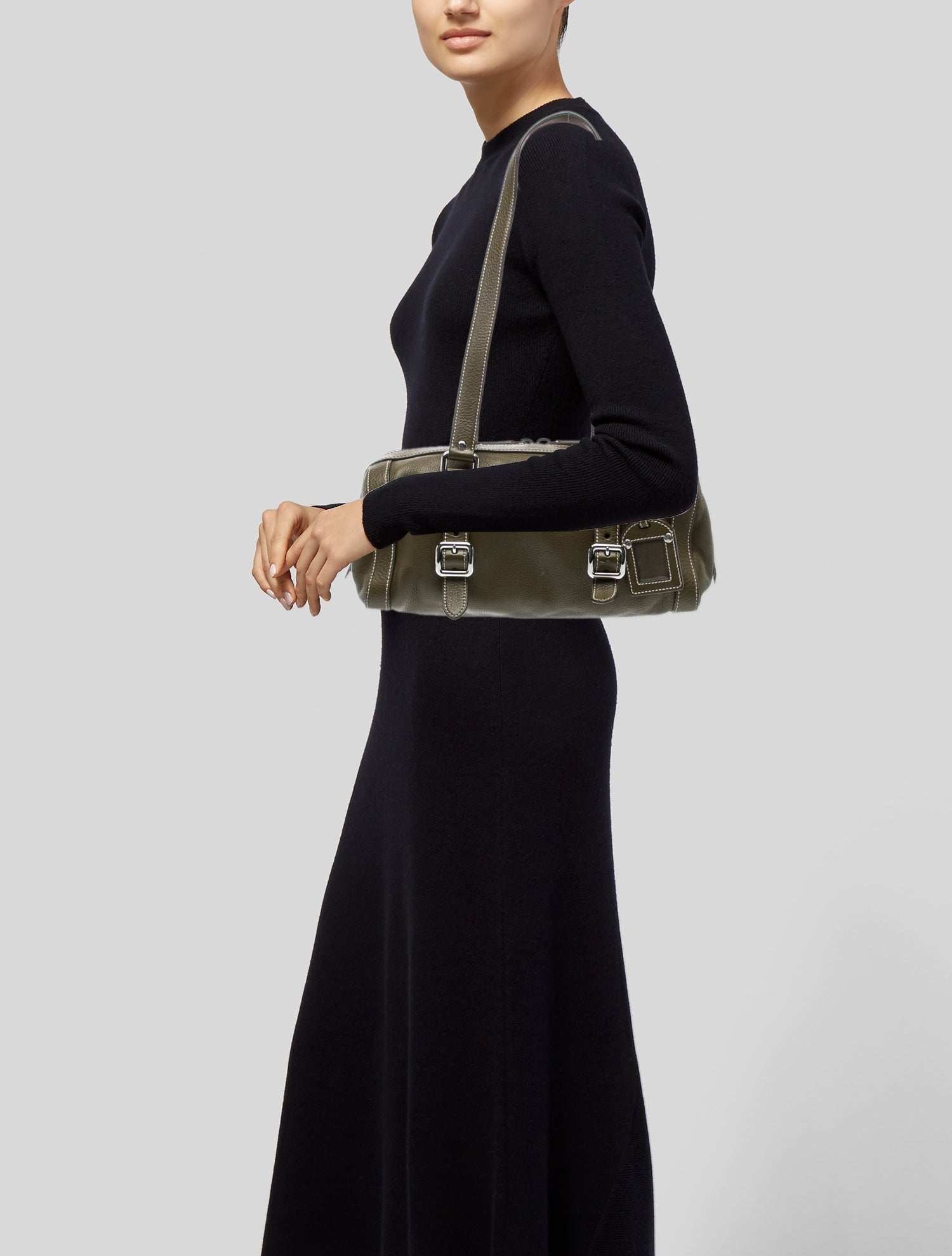 Prada Enameled Metal Triangle Shoulder Bag