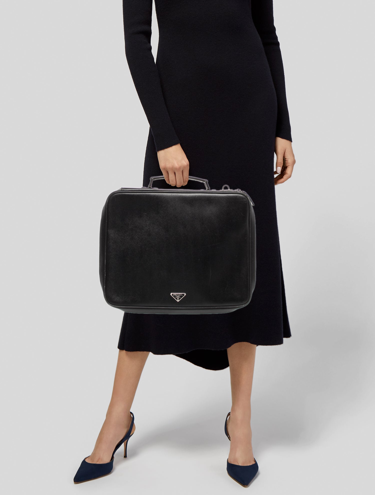 Prada Enameled Metal Triangle Briefcase