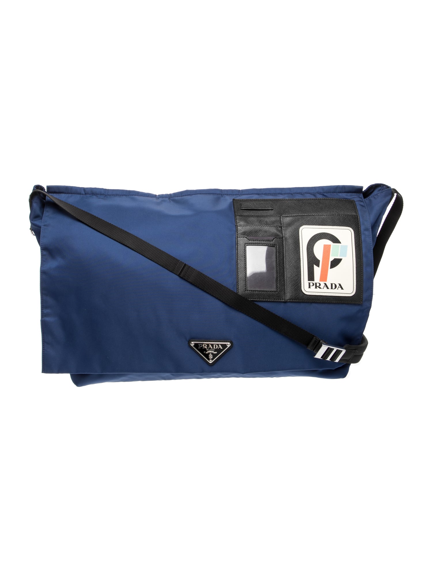 Prada Enameled Metal Triangle Messenger Bag