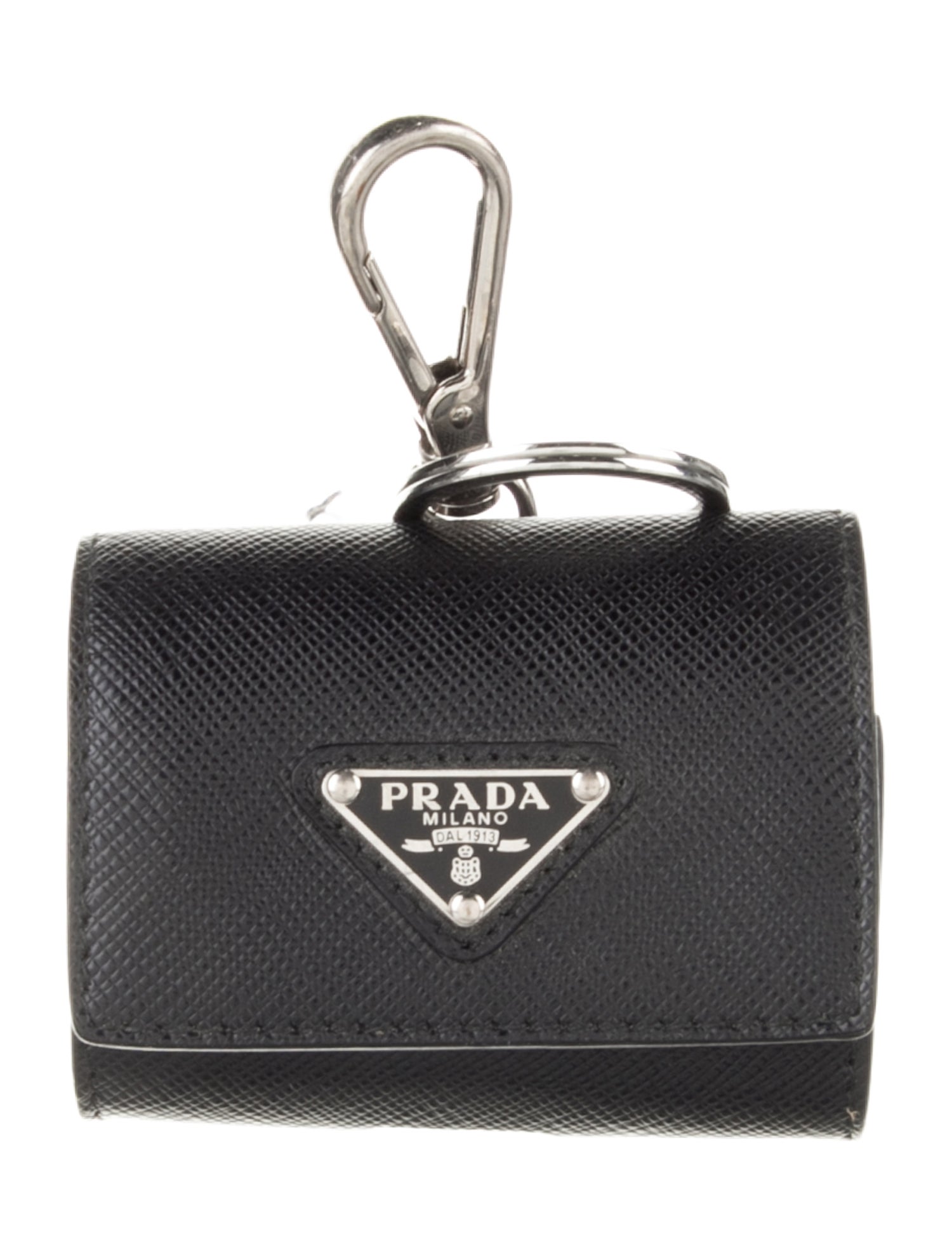 Prada leather coin pouch keychain